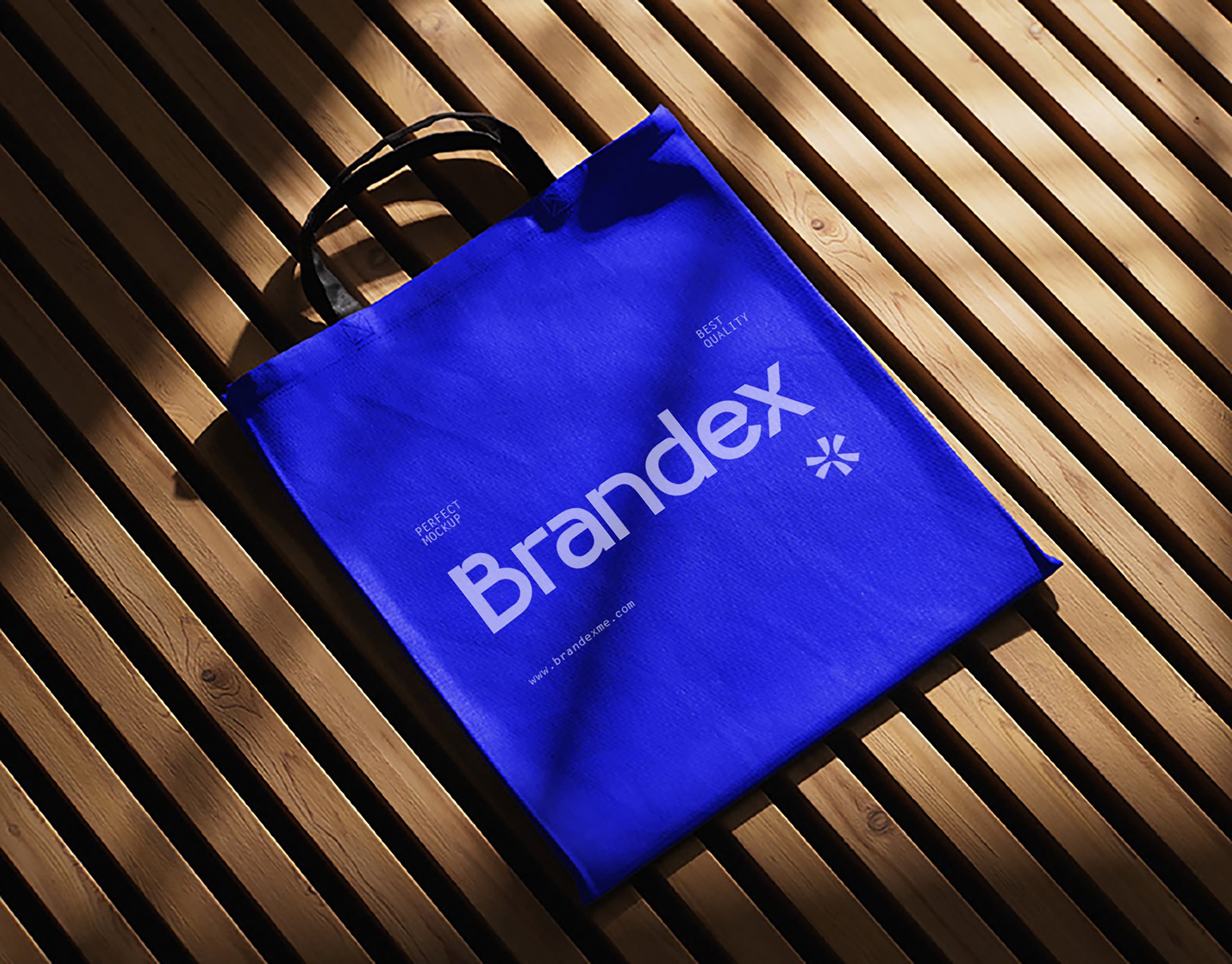 Blue tote bag mockup