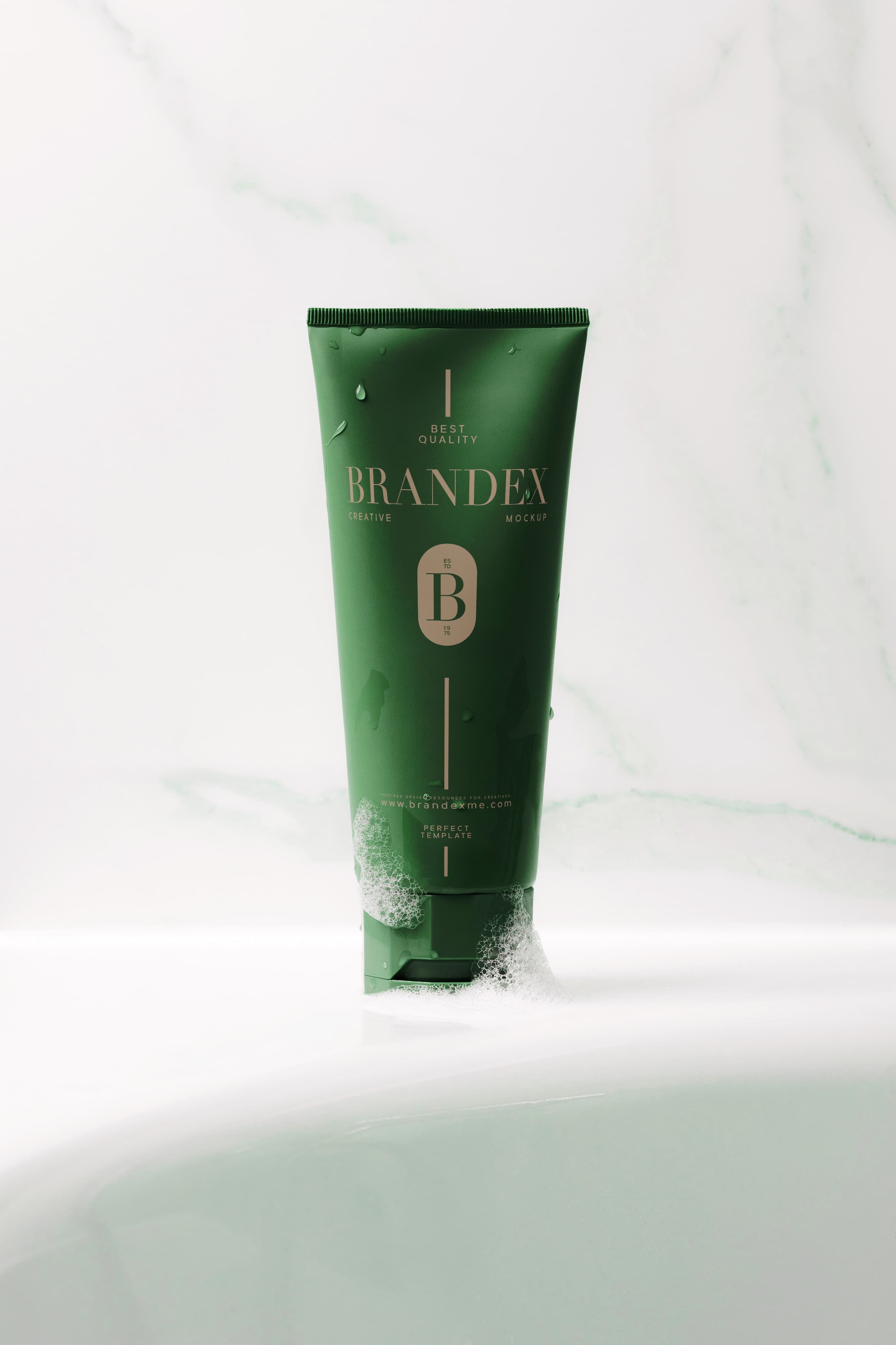 Green tube with foam mockup