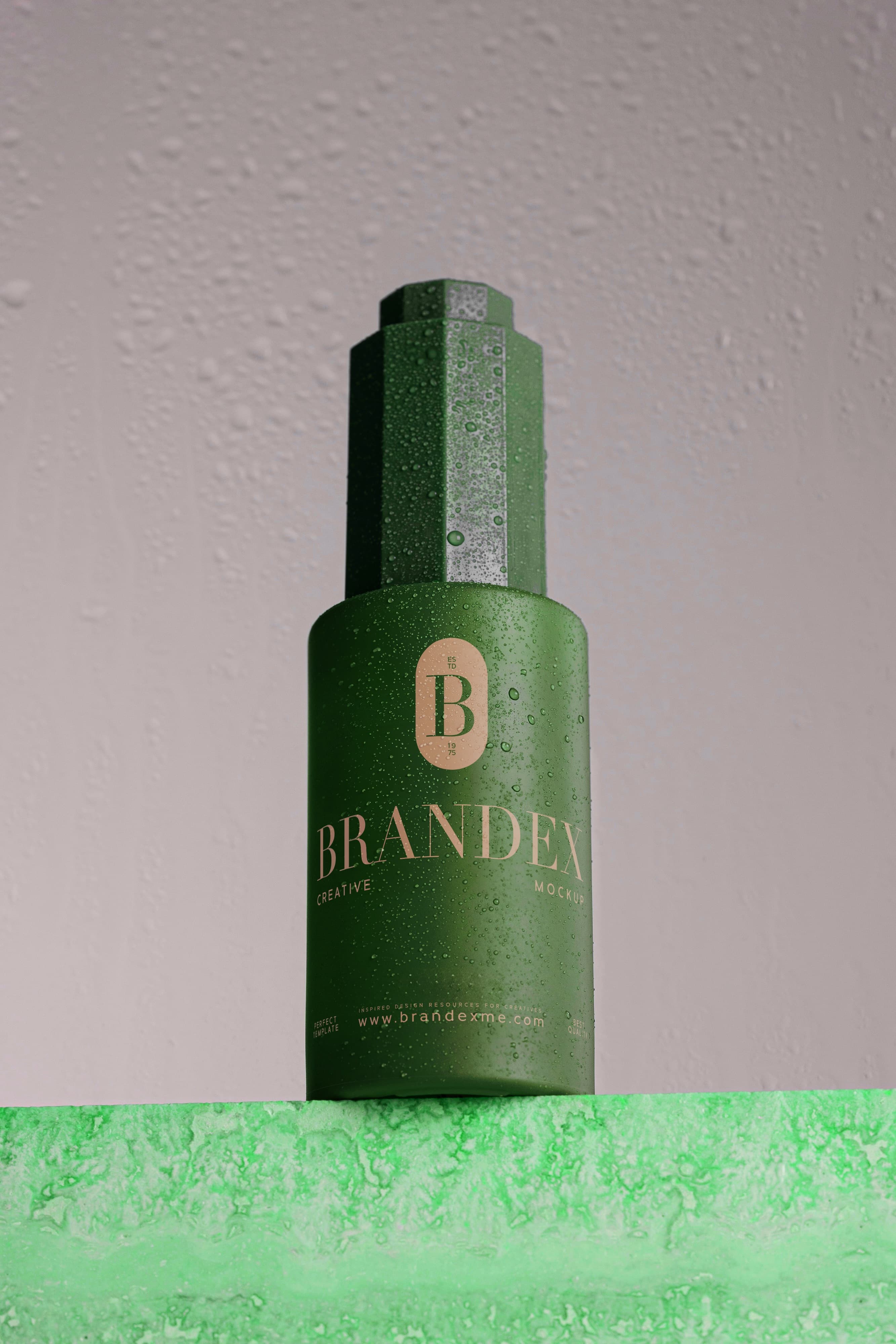 Green cosmetic spray mockup