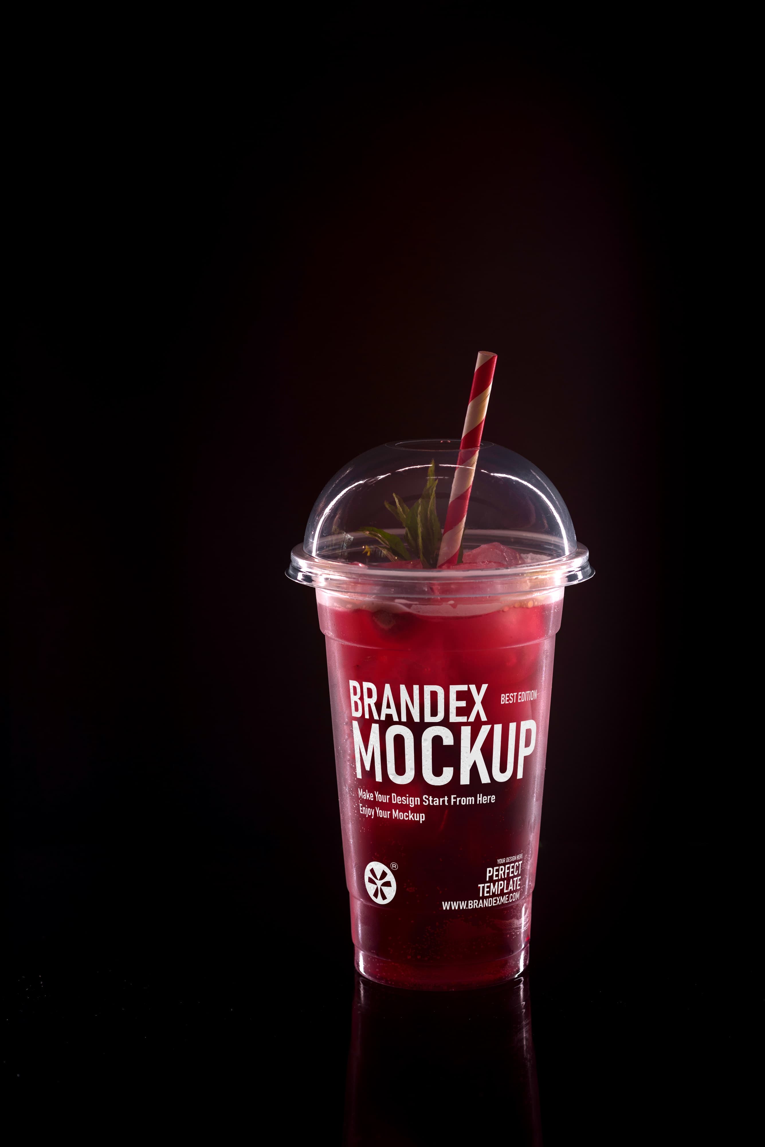 Clear plastic cup with straw mockup