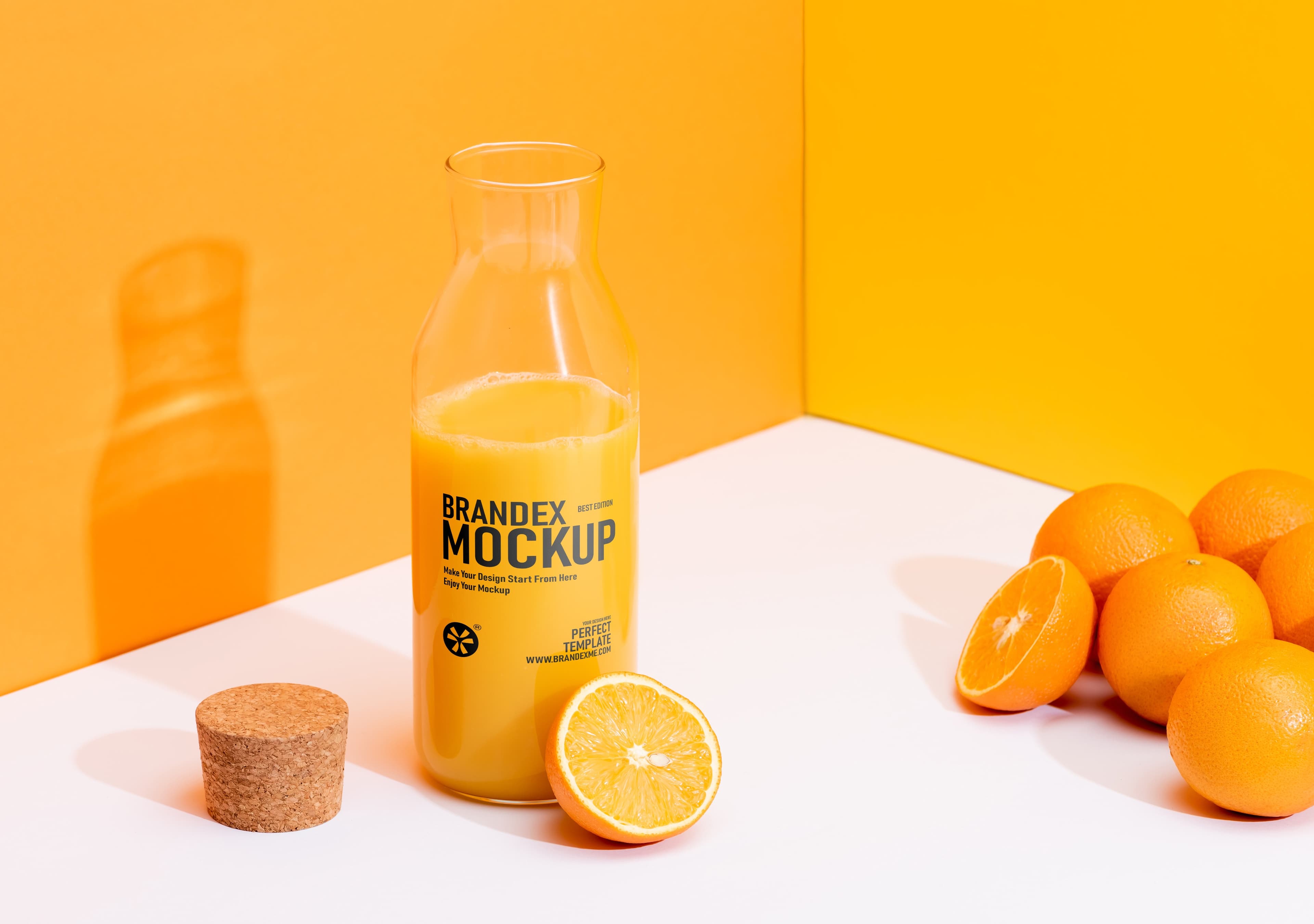 Orange juice glass mockup