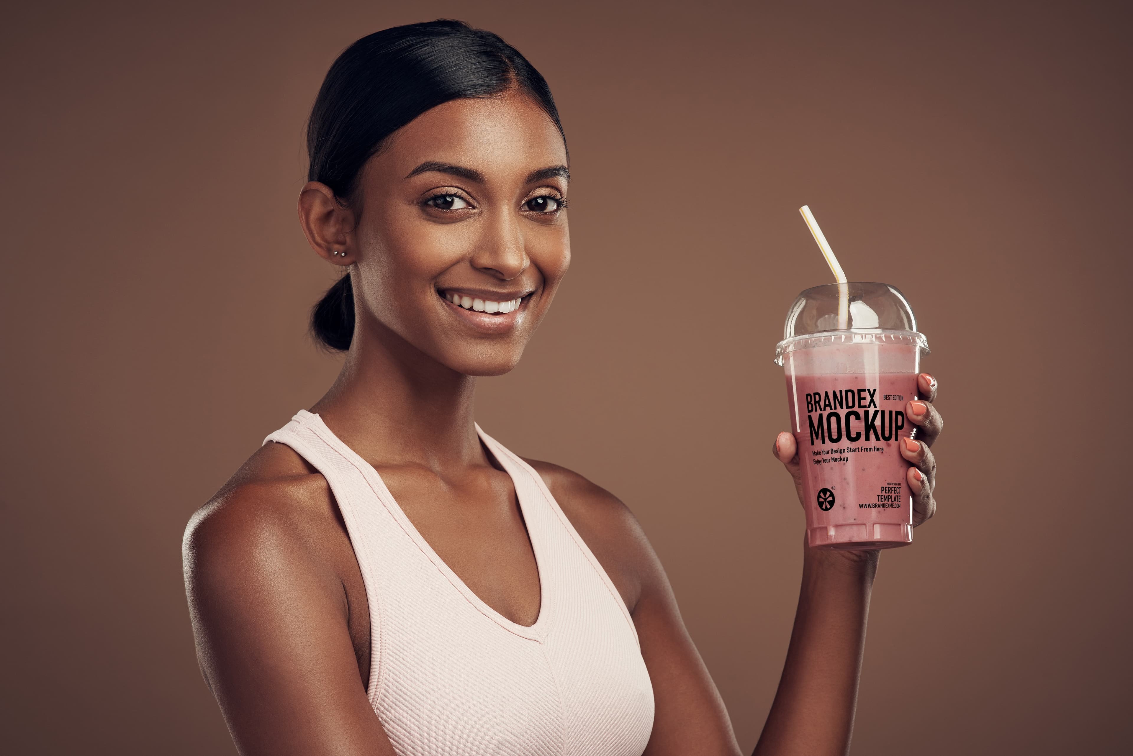 Clear smoothie cup mockup