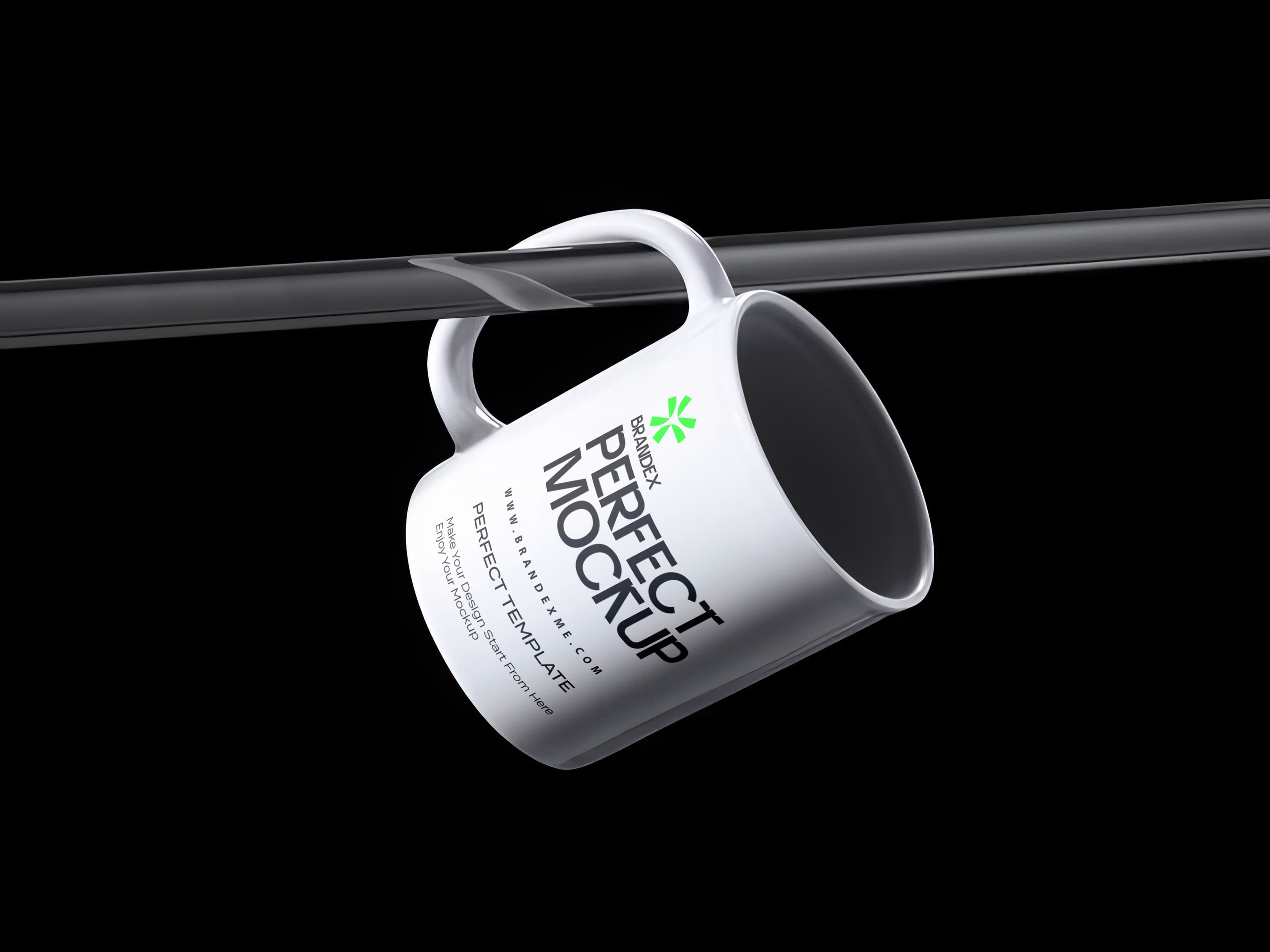 Angled white mug with handle mockup