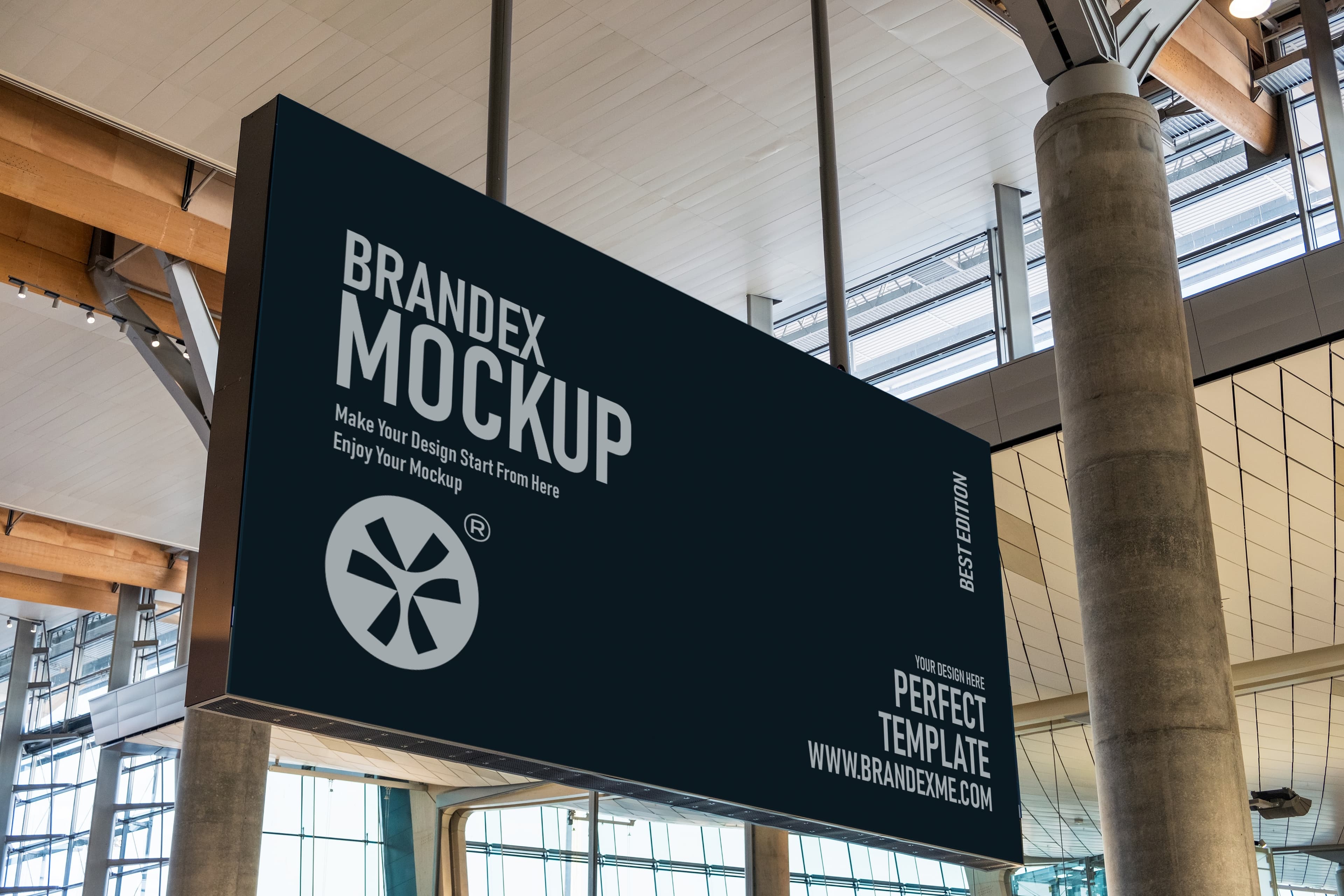 Large indoor billboard mockup