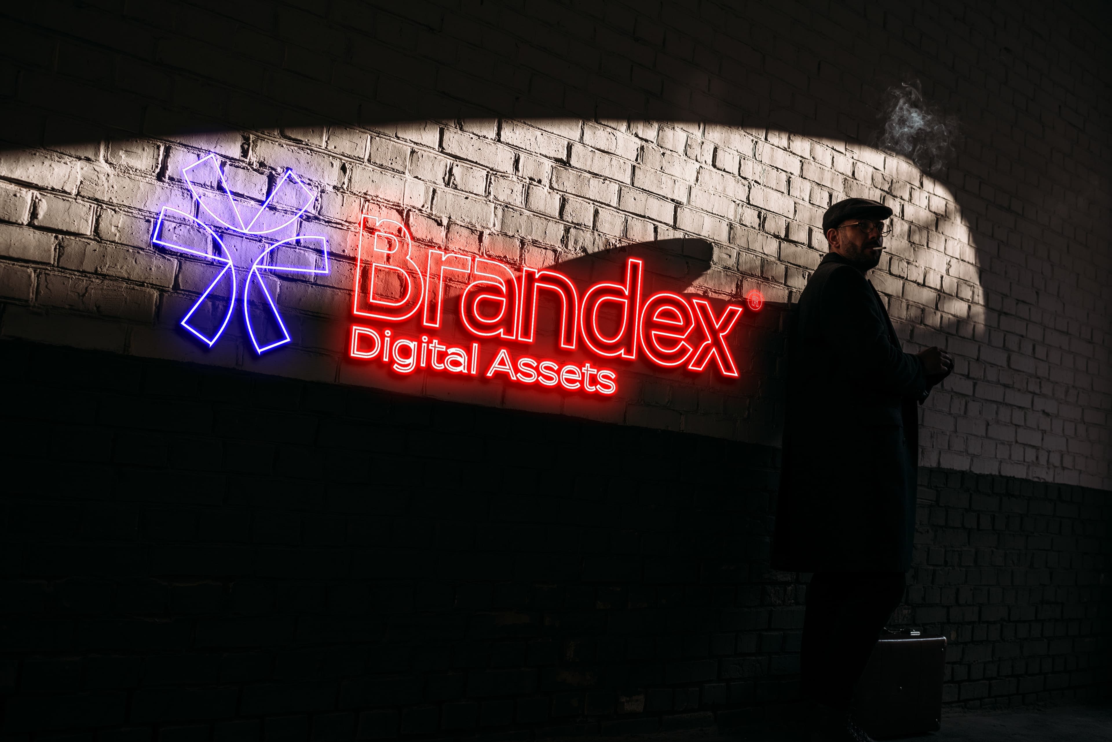 Neon brand logo wall mockup