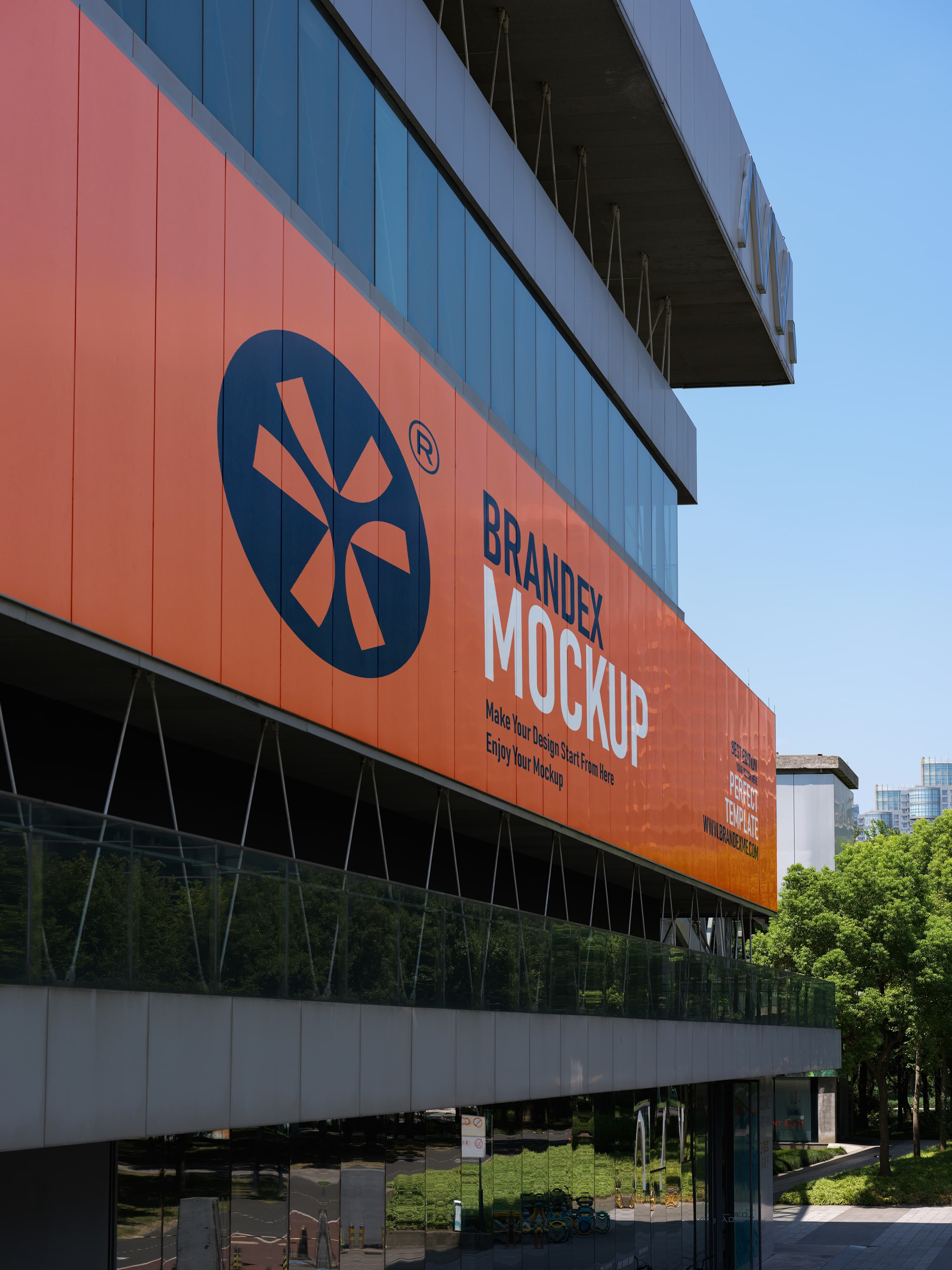 Large building banner mockup