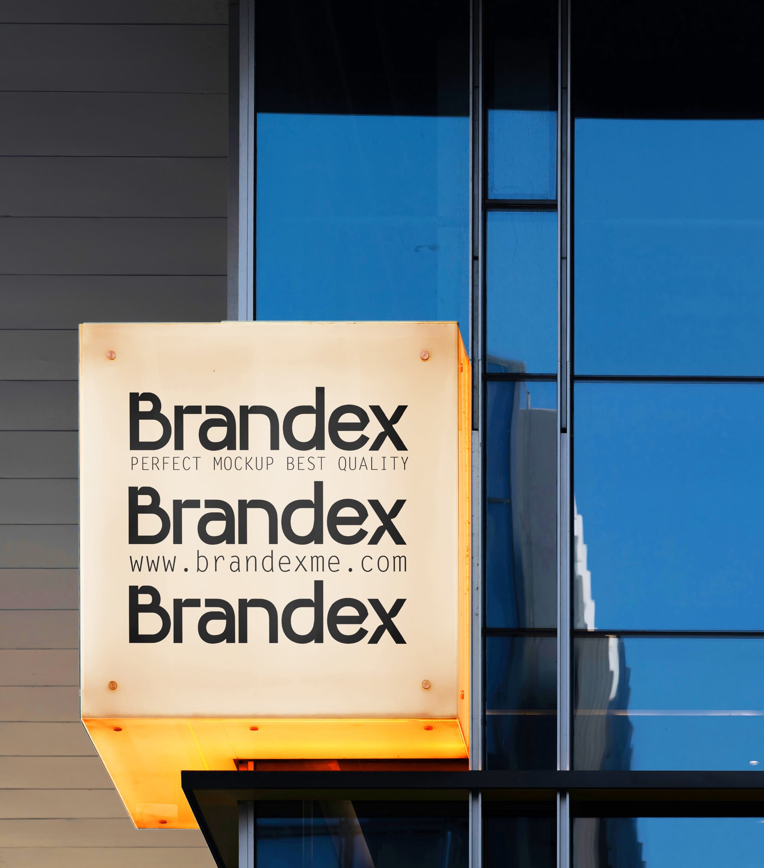 Illuminated storefront sign mockup