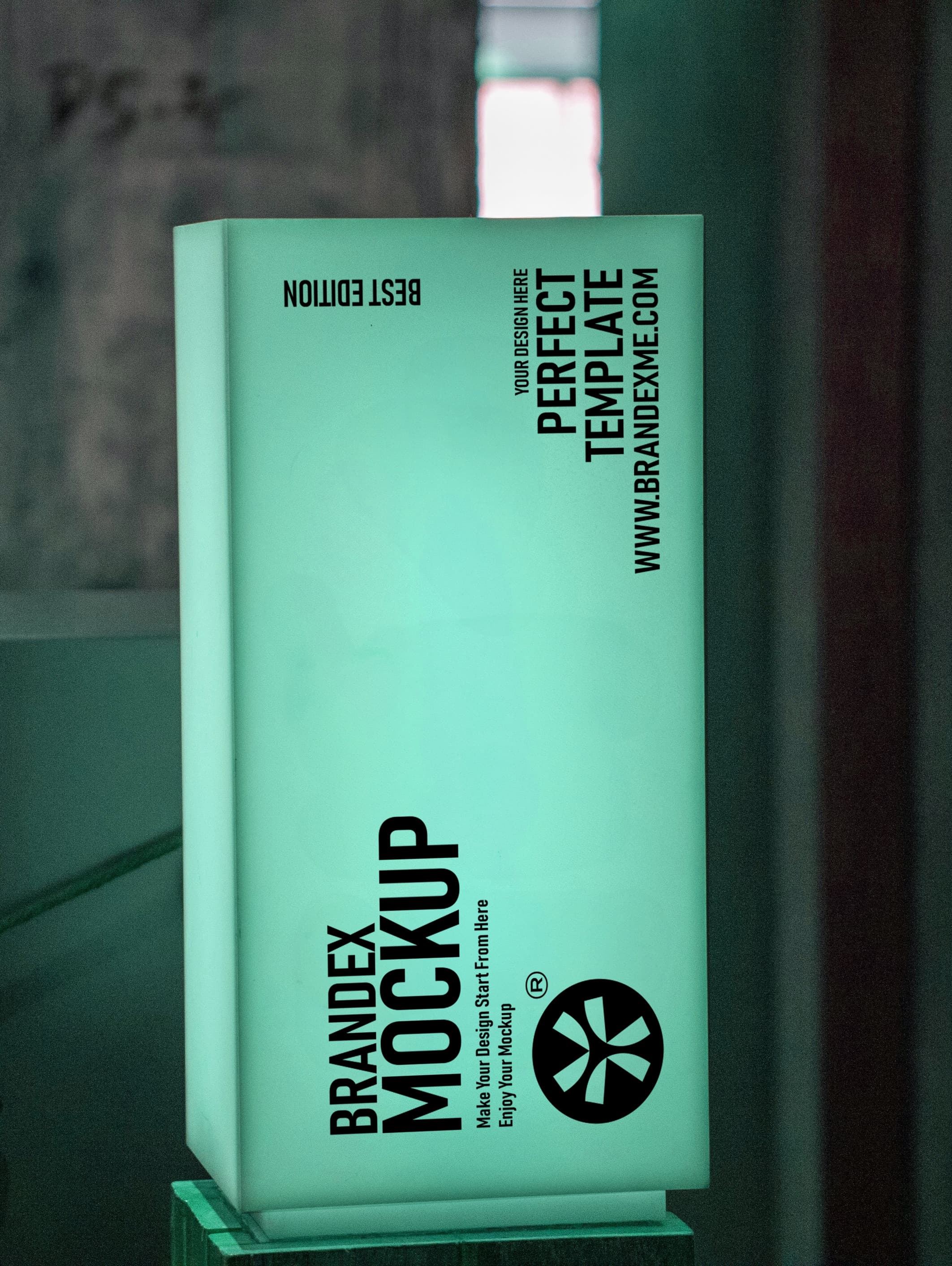 Illuminated standing lightbox mockup