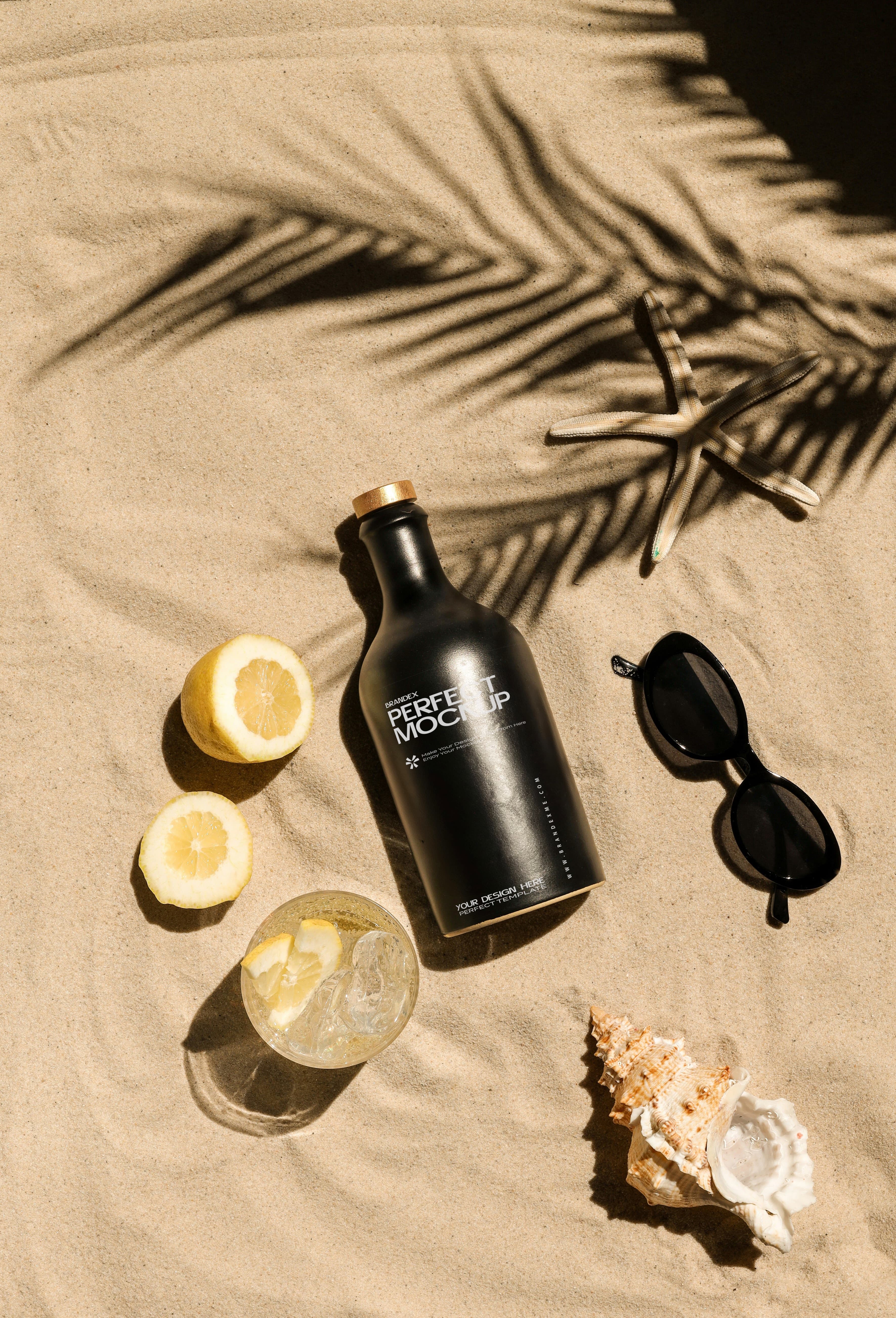 Beach-themed black mockup