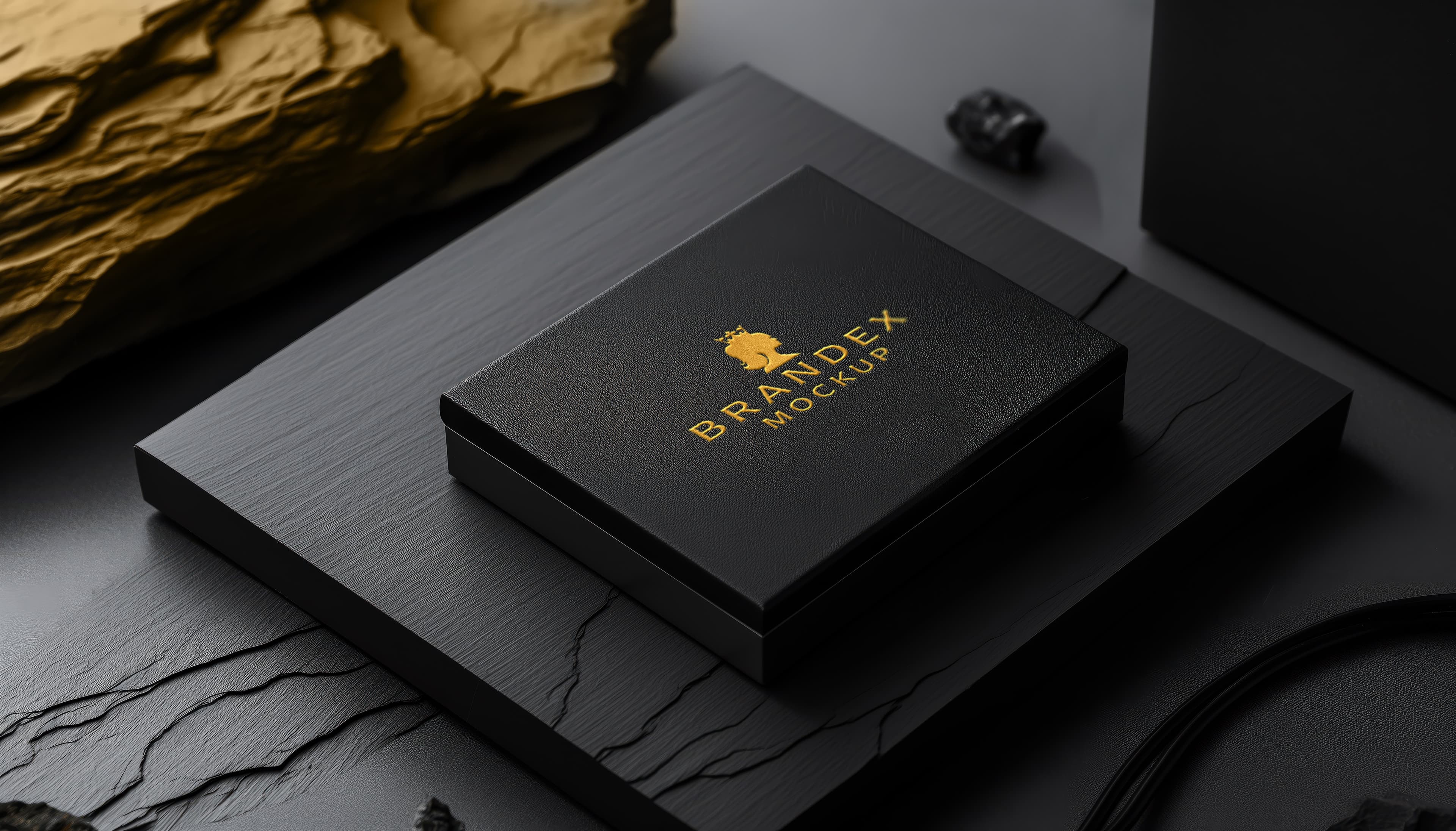 Luxury black with gold logo mockup