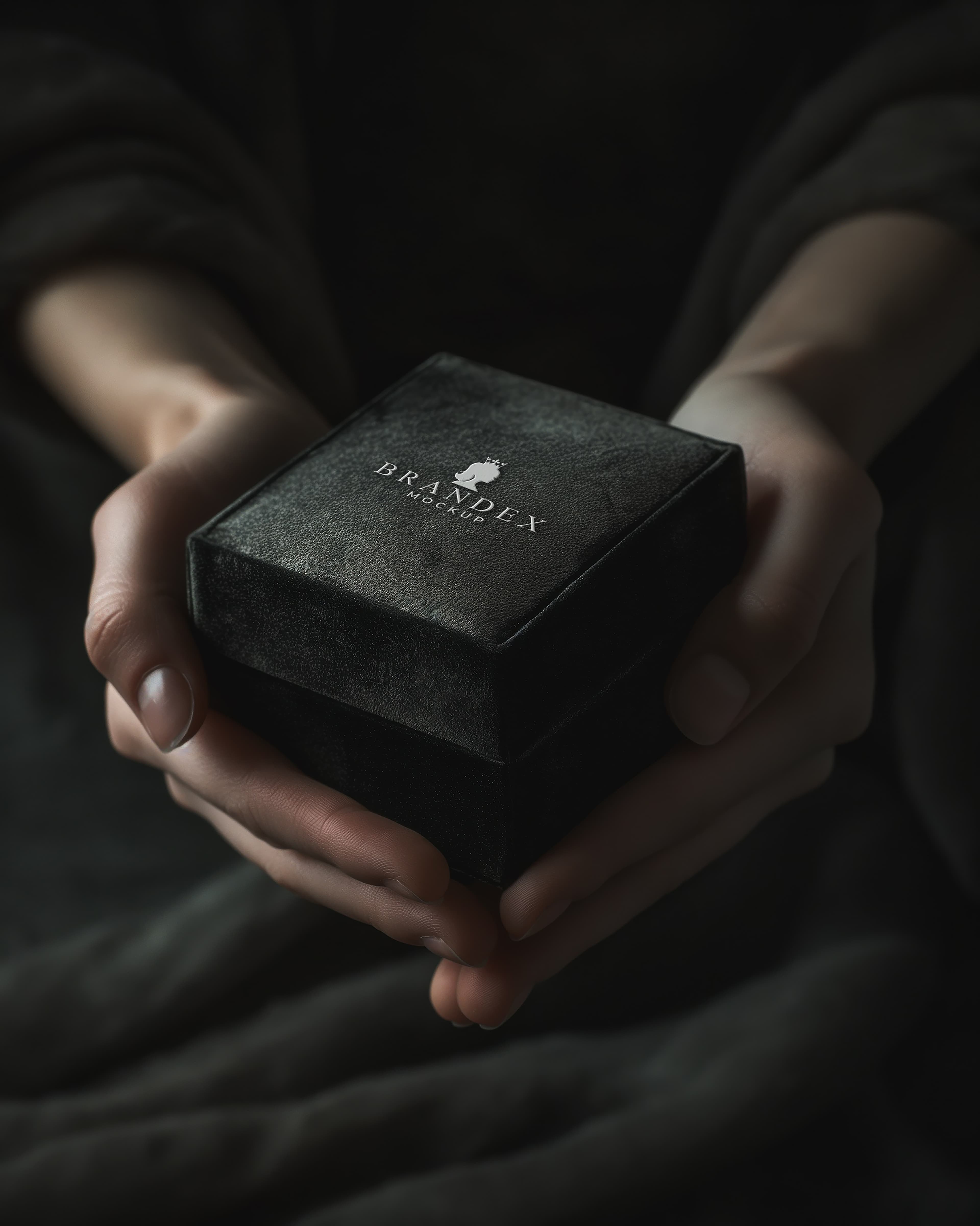 Luxury black velvet jewelry mockup