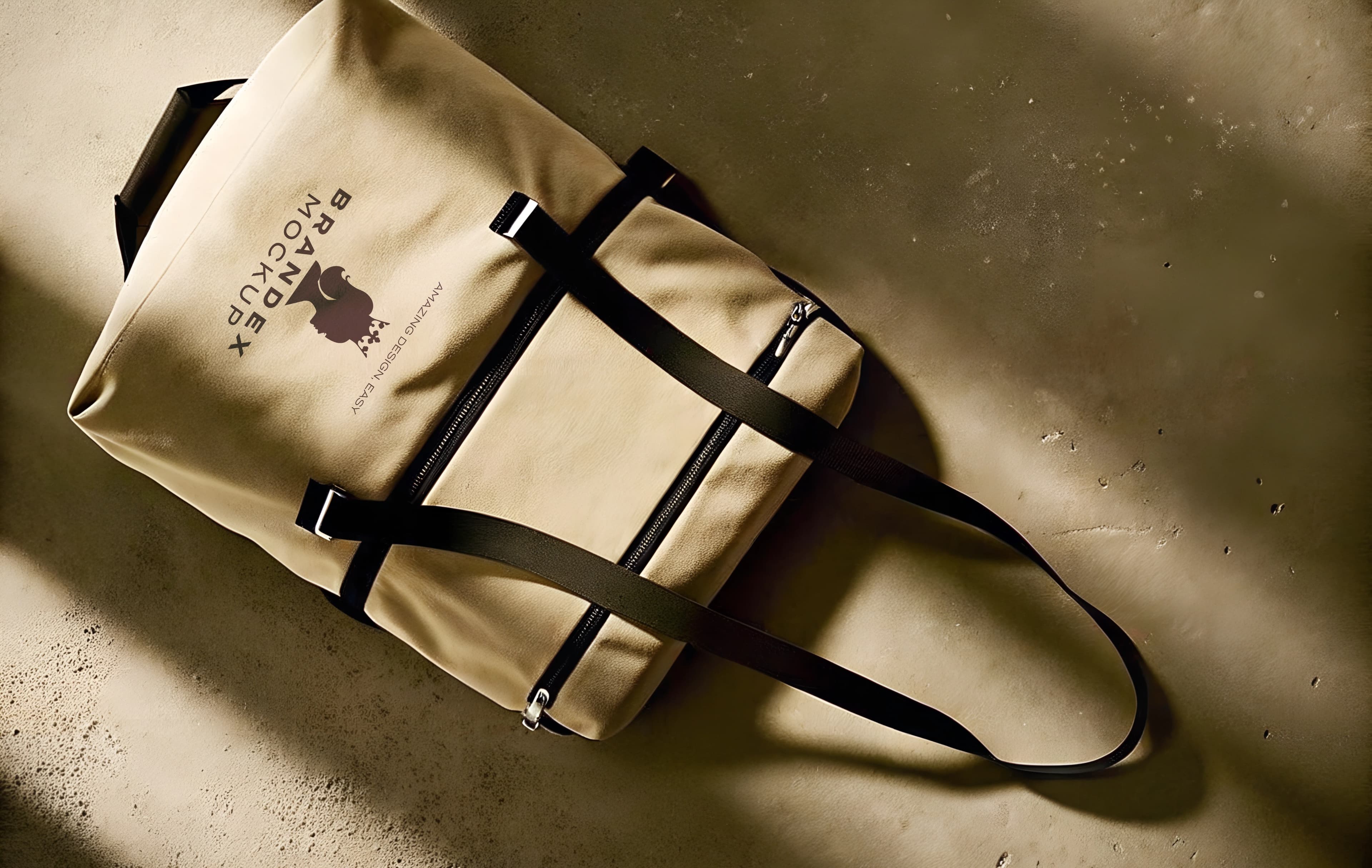 Vintage canvas backpack mockup