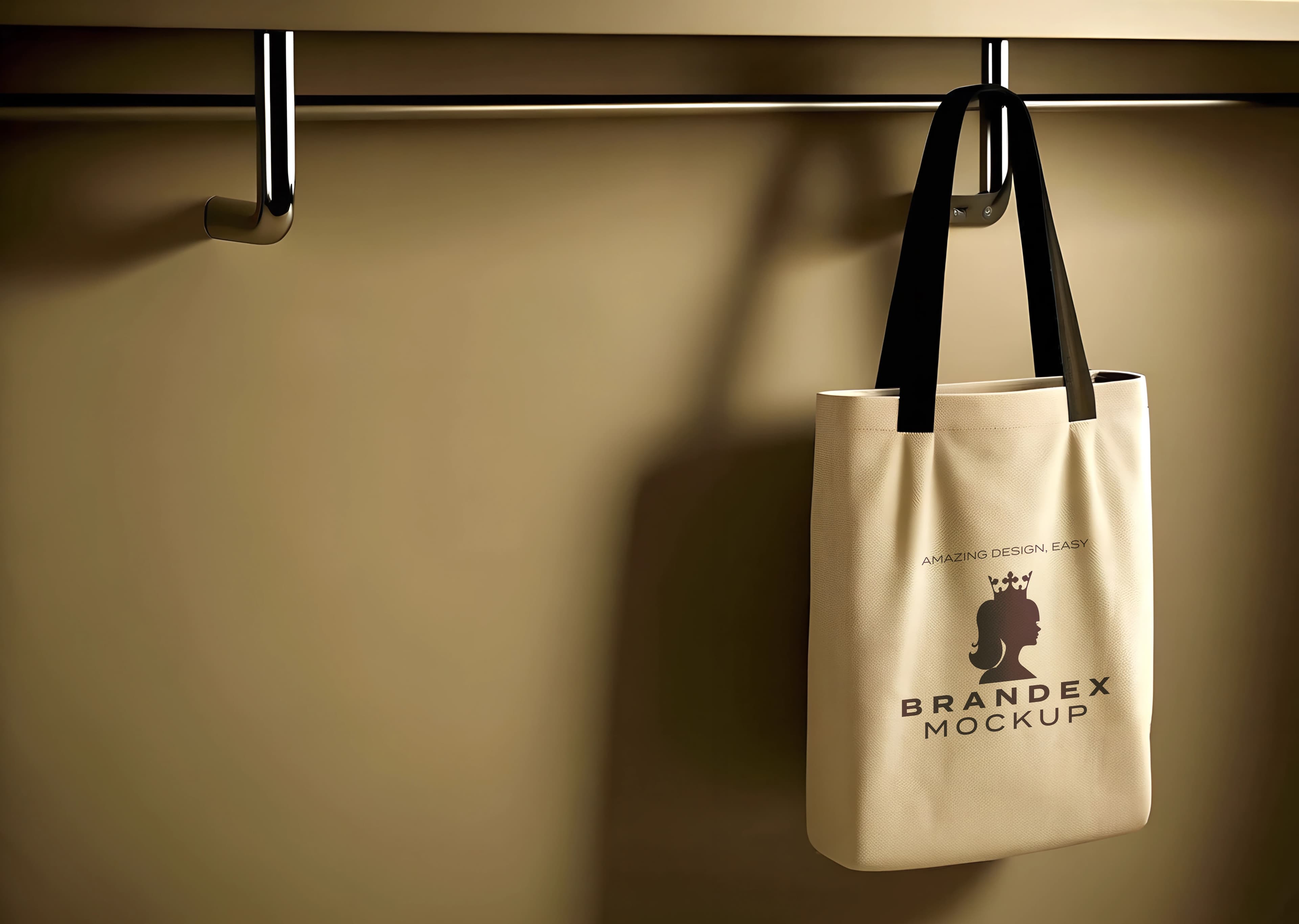 Hanging canvas tote bag mockup