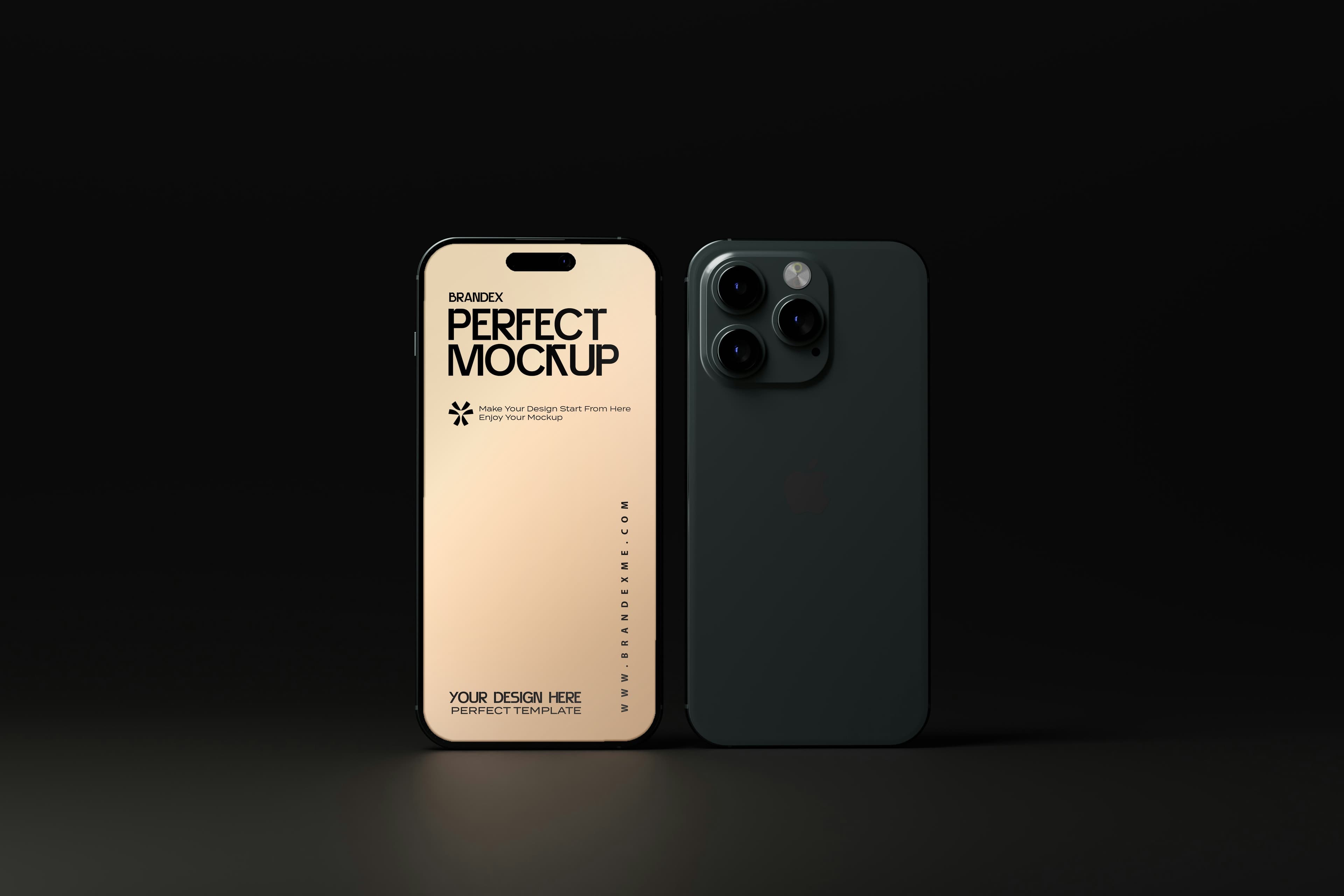 Sleek smartphone and screen display mockup