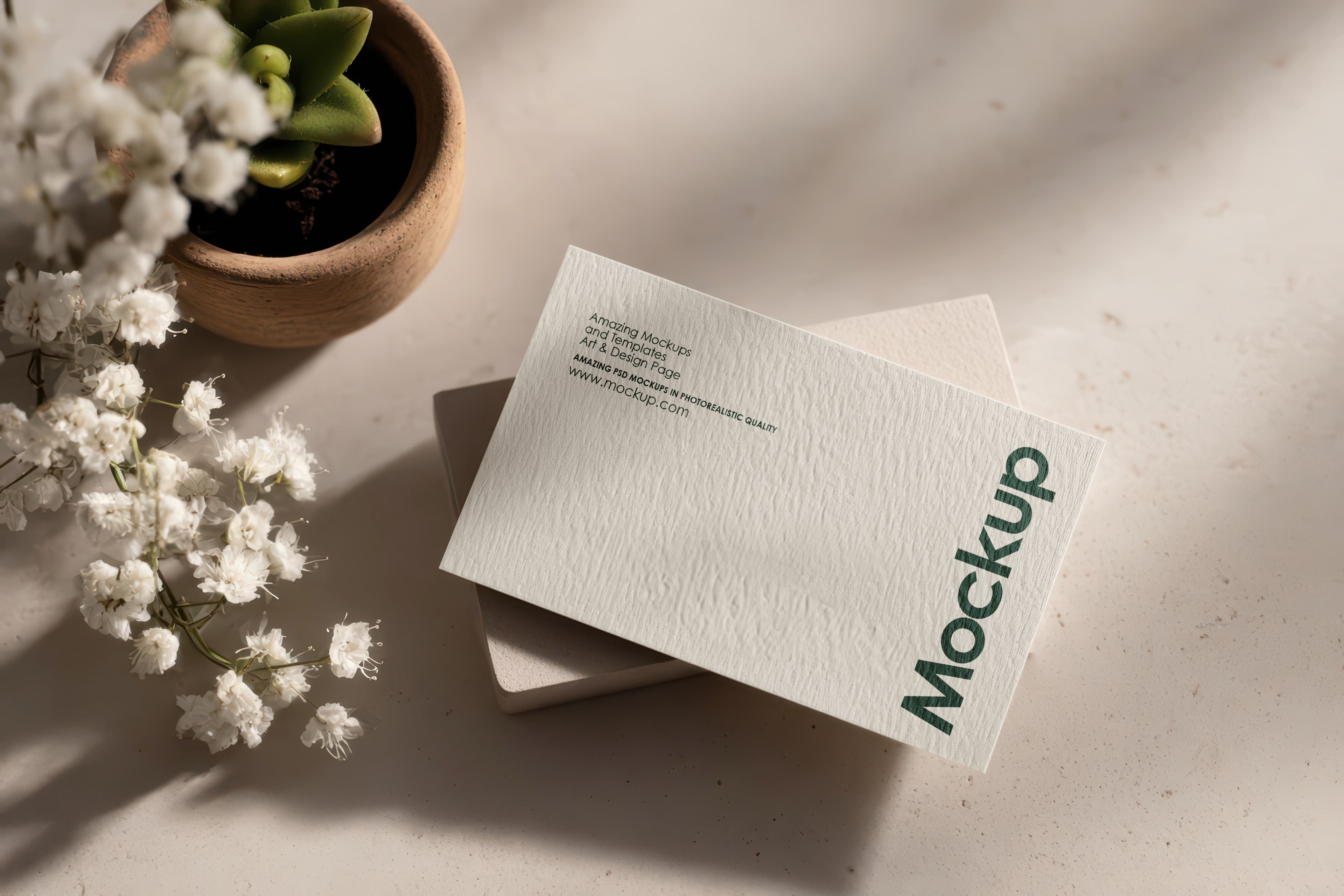 Textured business card mockup