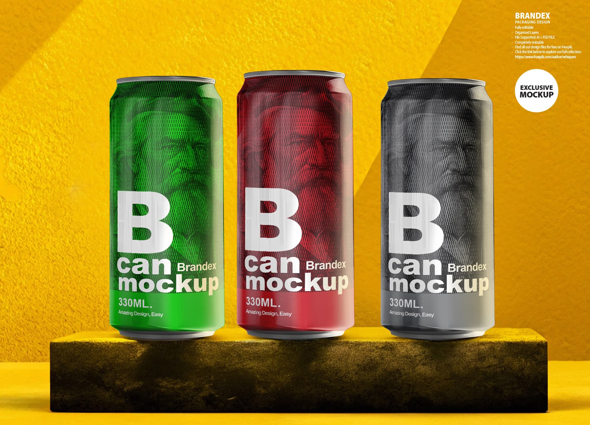 Vibrant soda can mockup