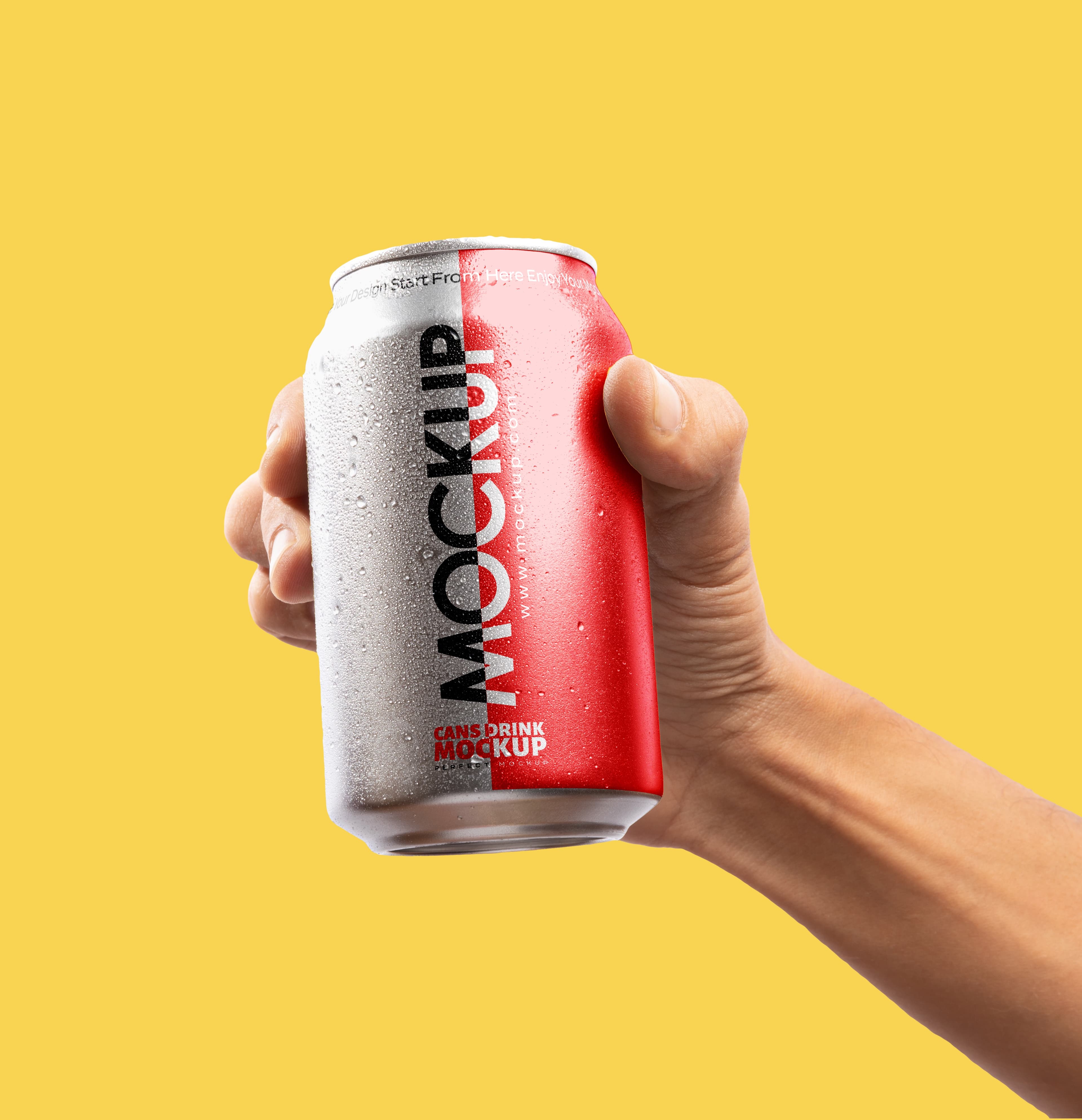Handheld beverage can mockup