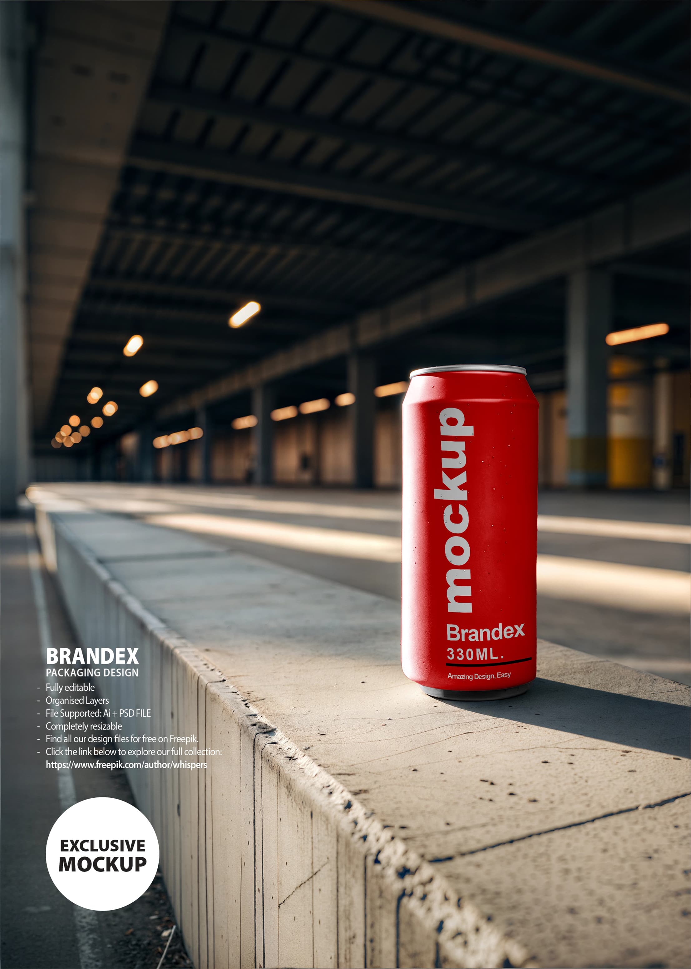 Urban red soda can mockup