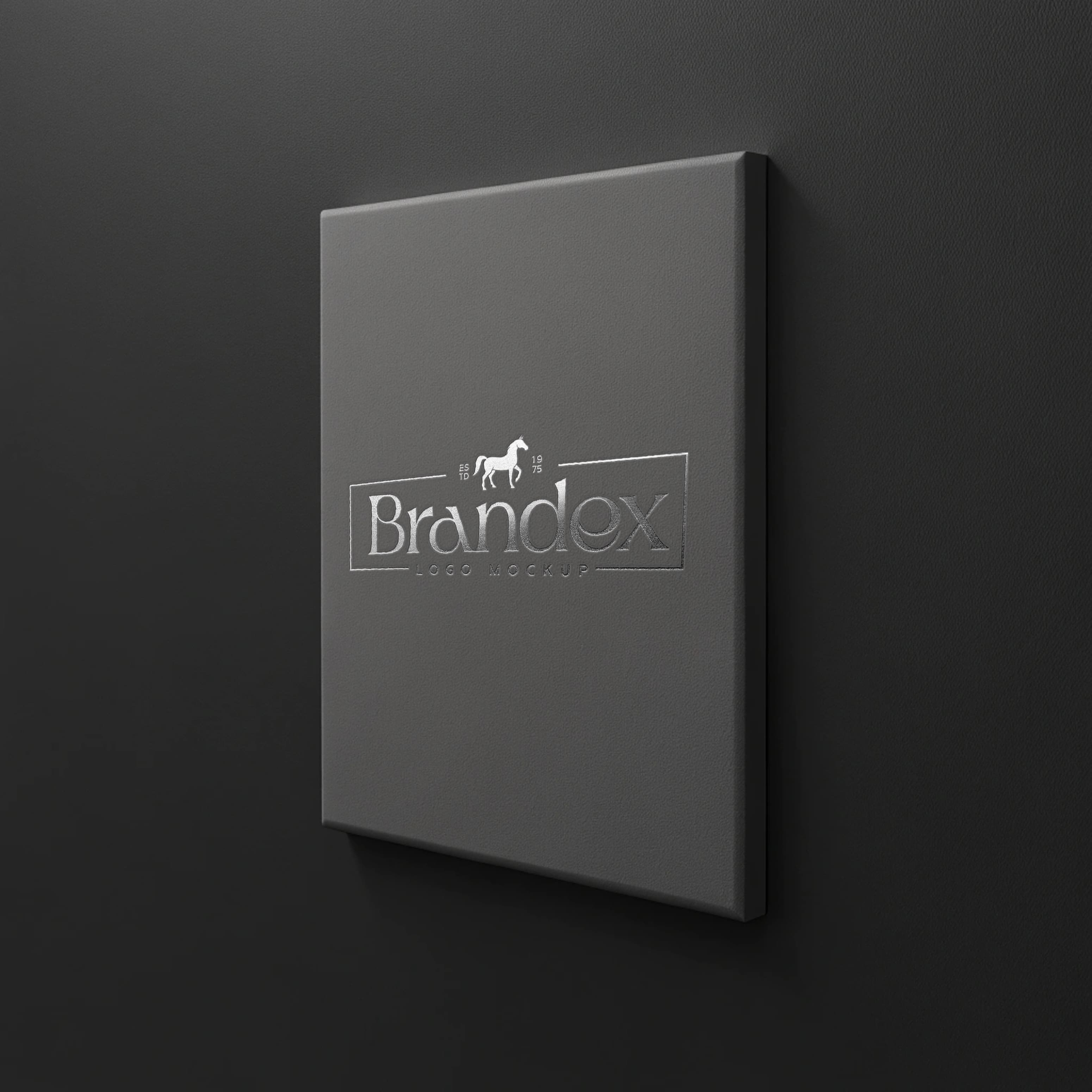 Dark canvas logo embossing mockup