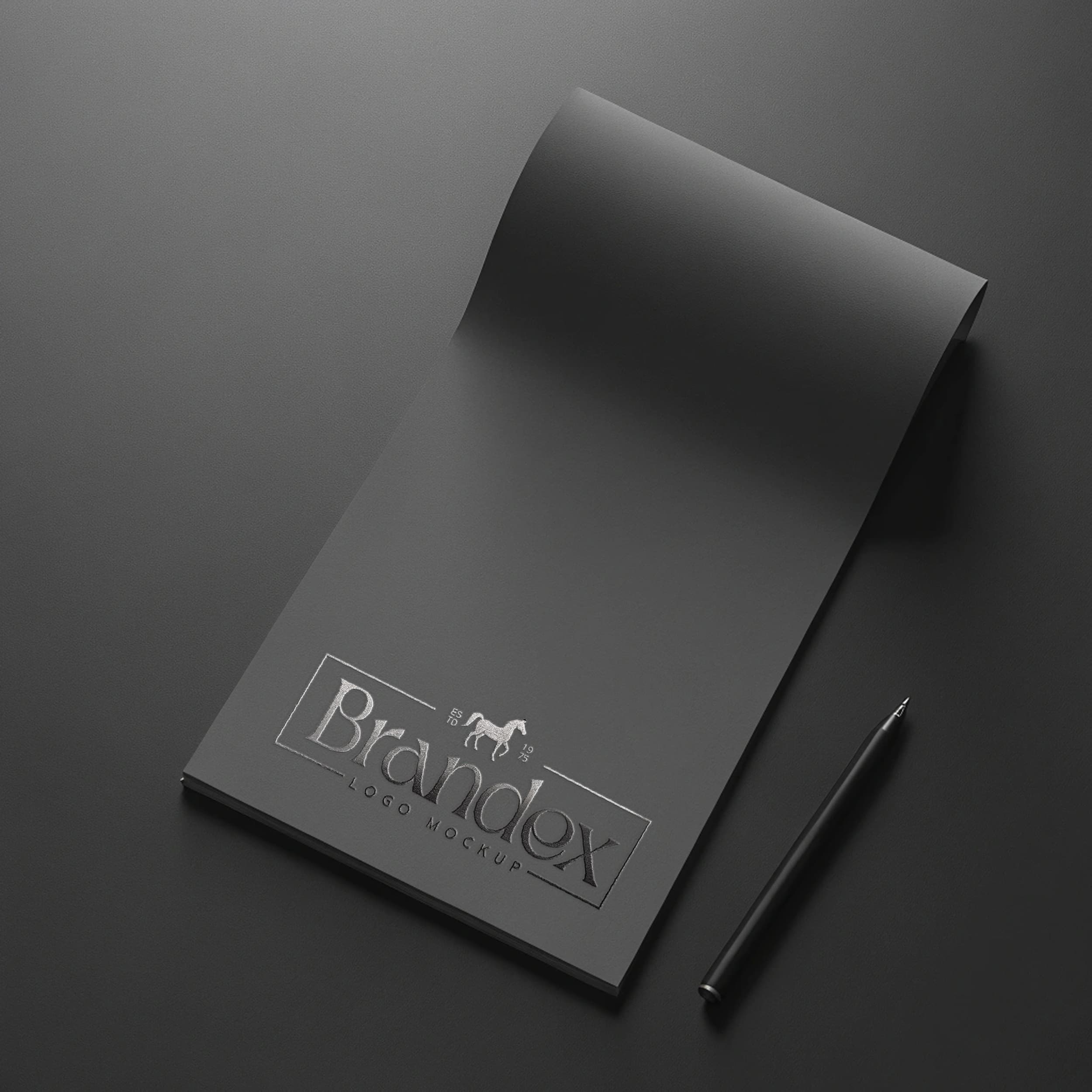 Elegant black logo notebook mockup