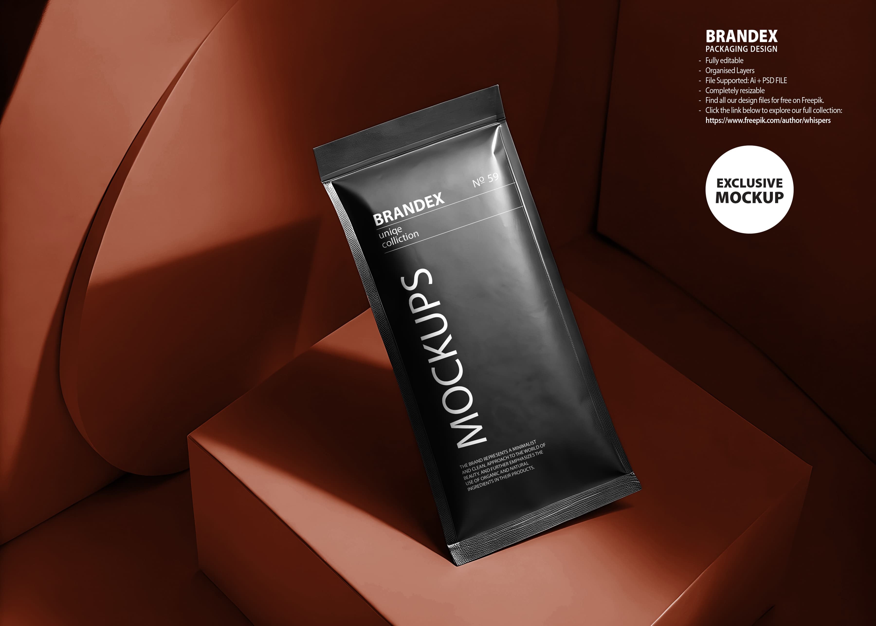 Sleek black pouch mockup