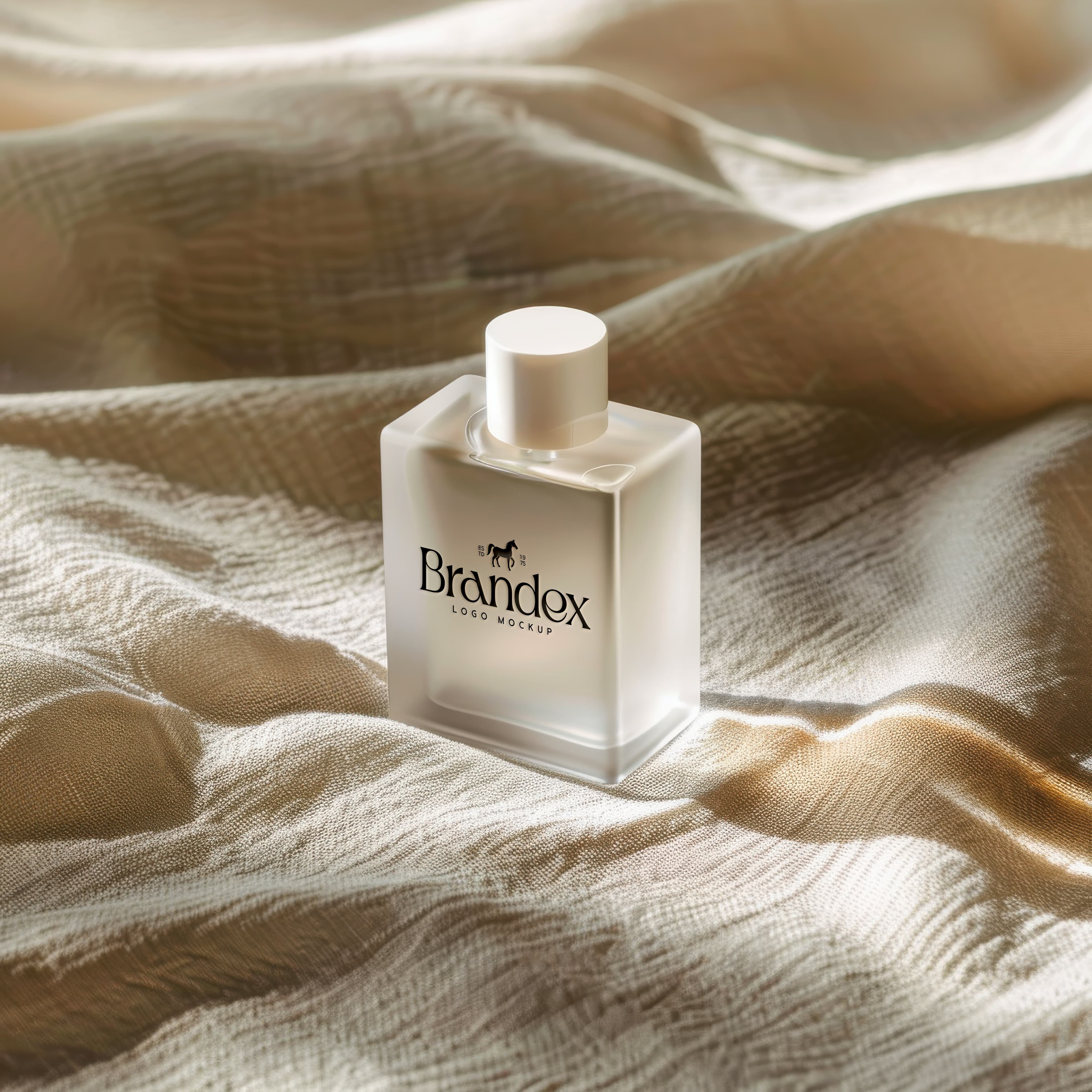 Frosted glass perfume mockup