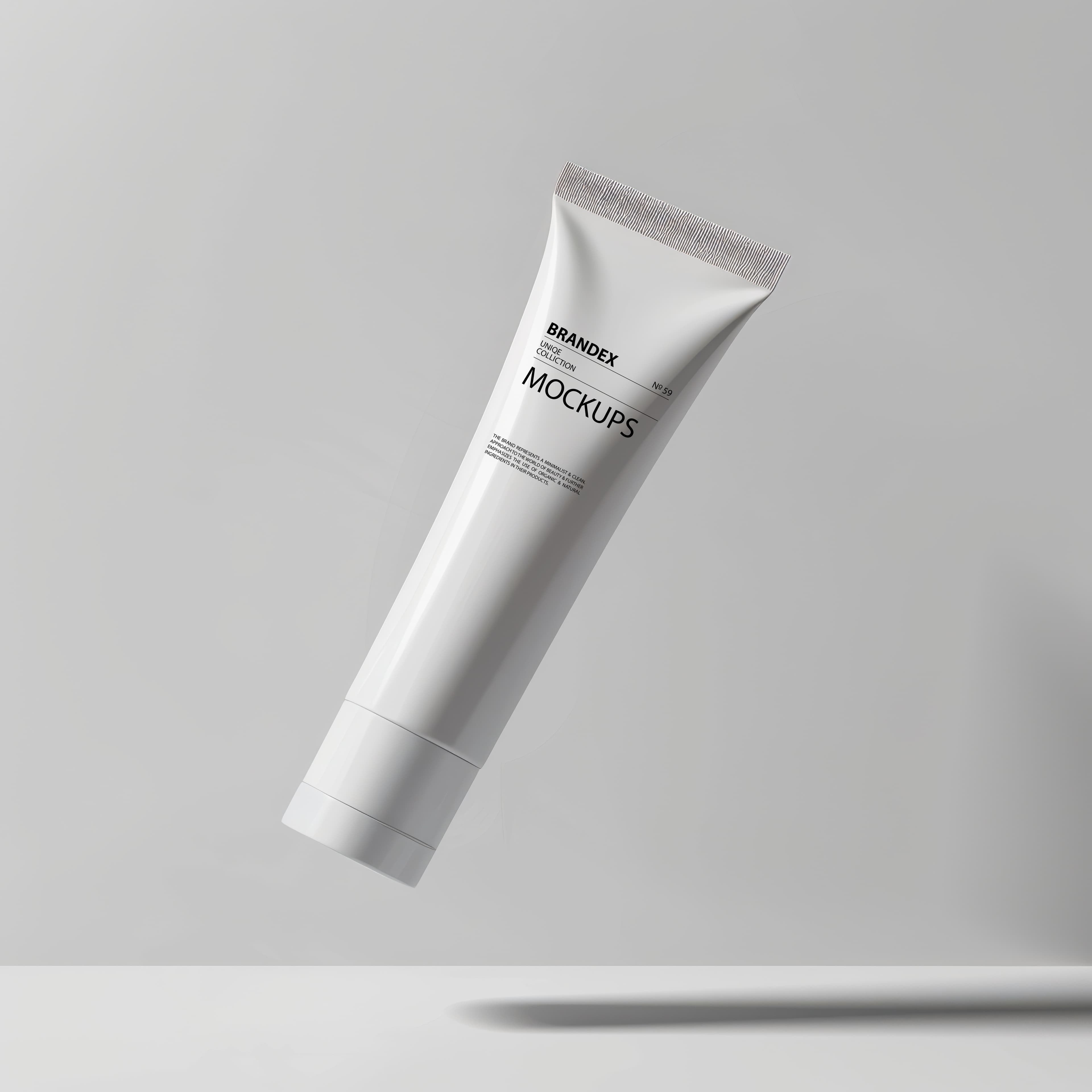 Floating white cosmetic tube mockup