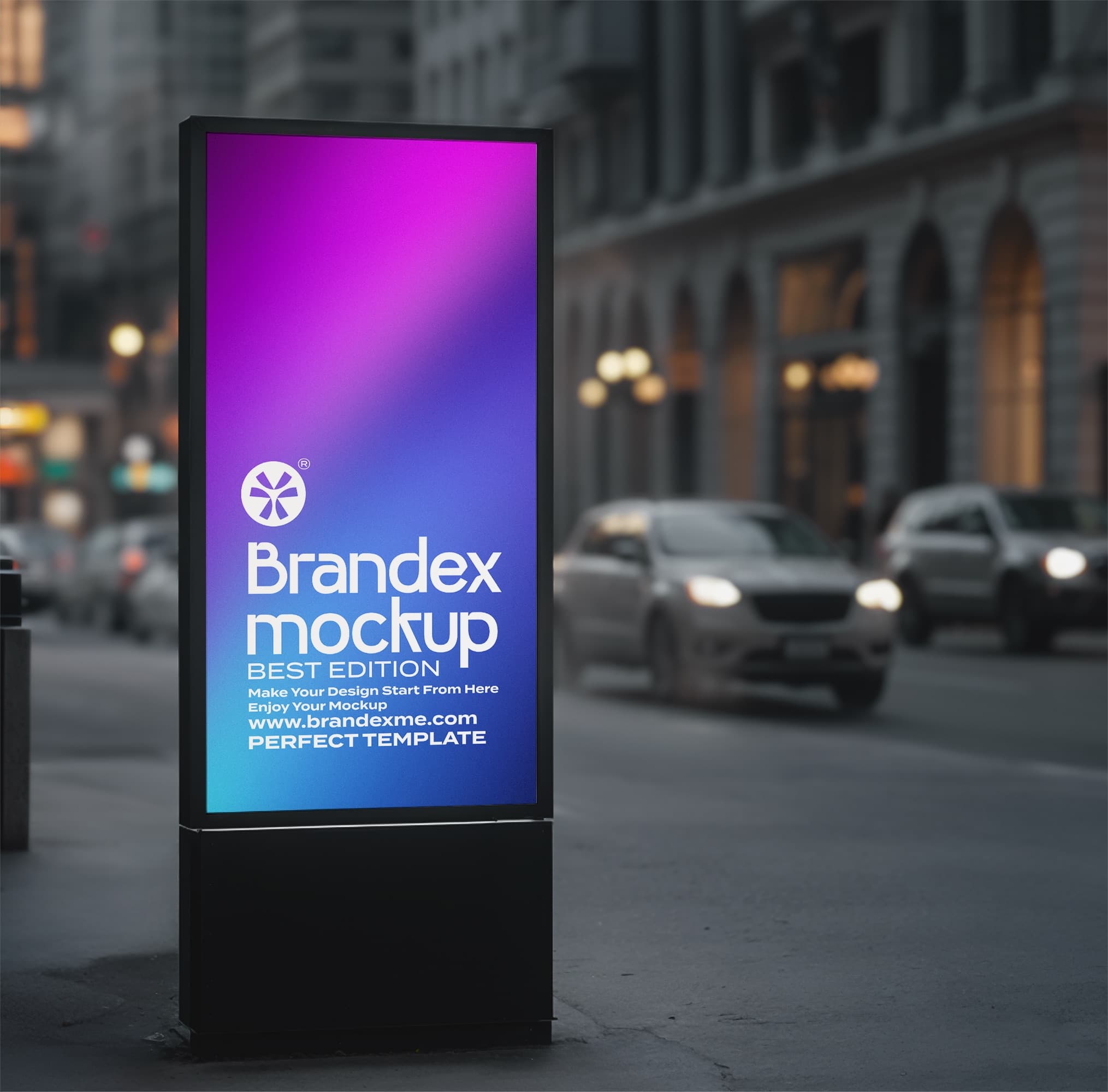 Urban street advertising billboard mockup