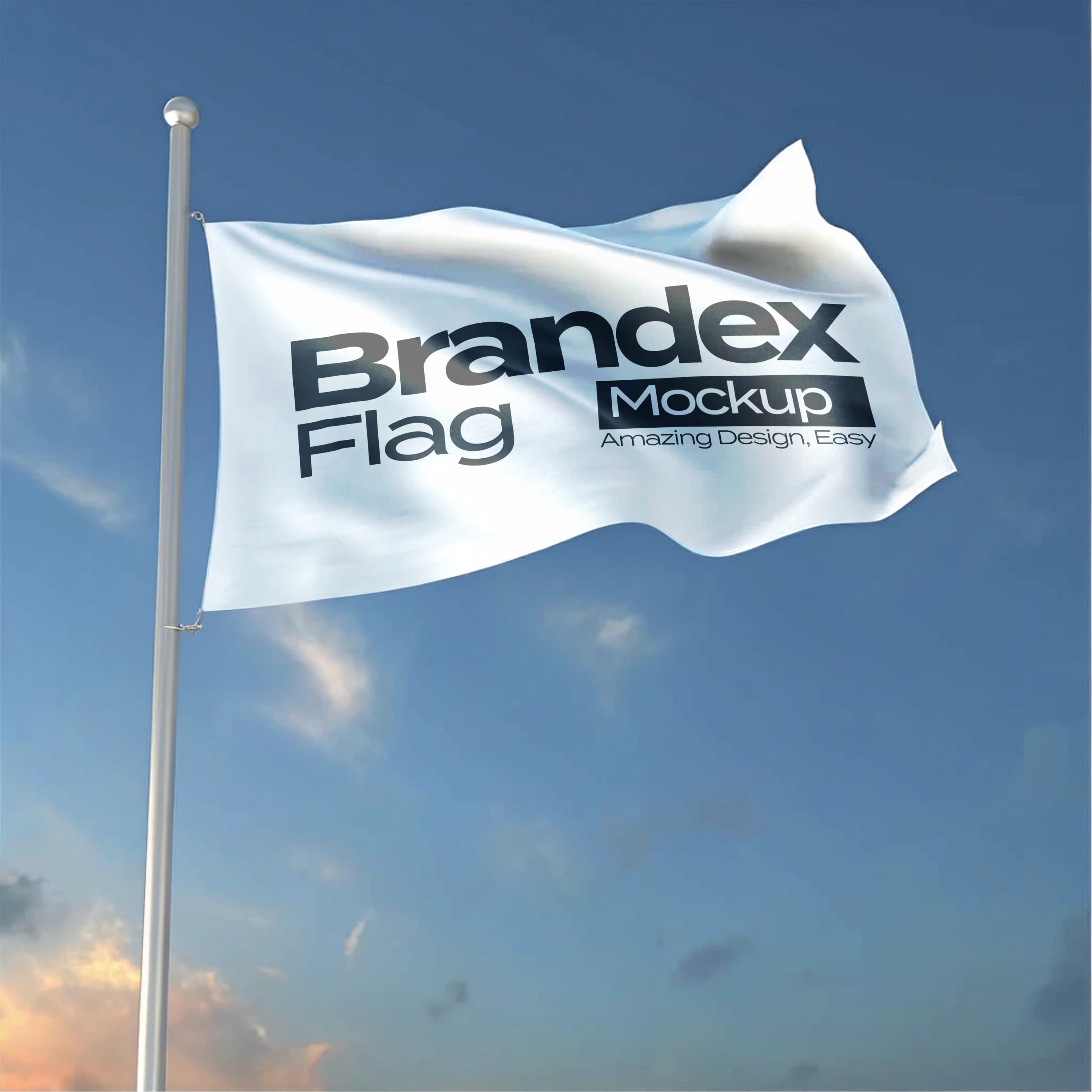Realistic outdoor flag mockup