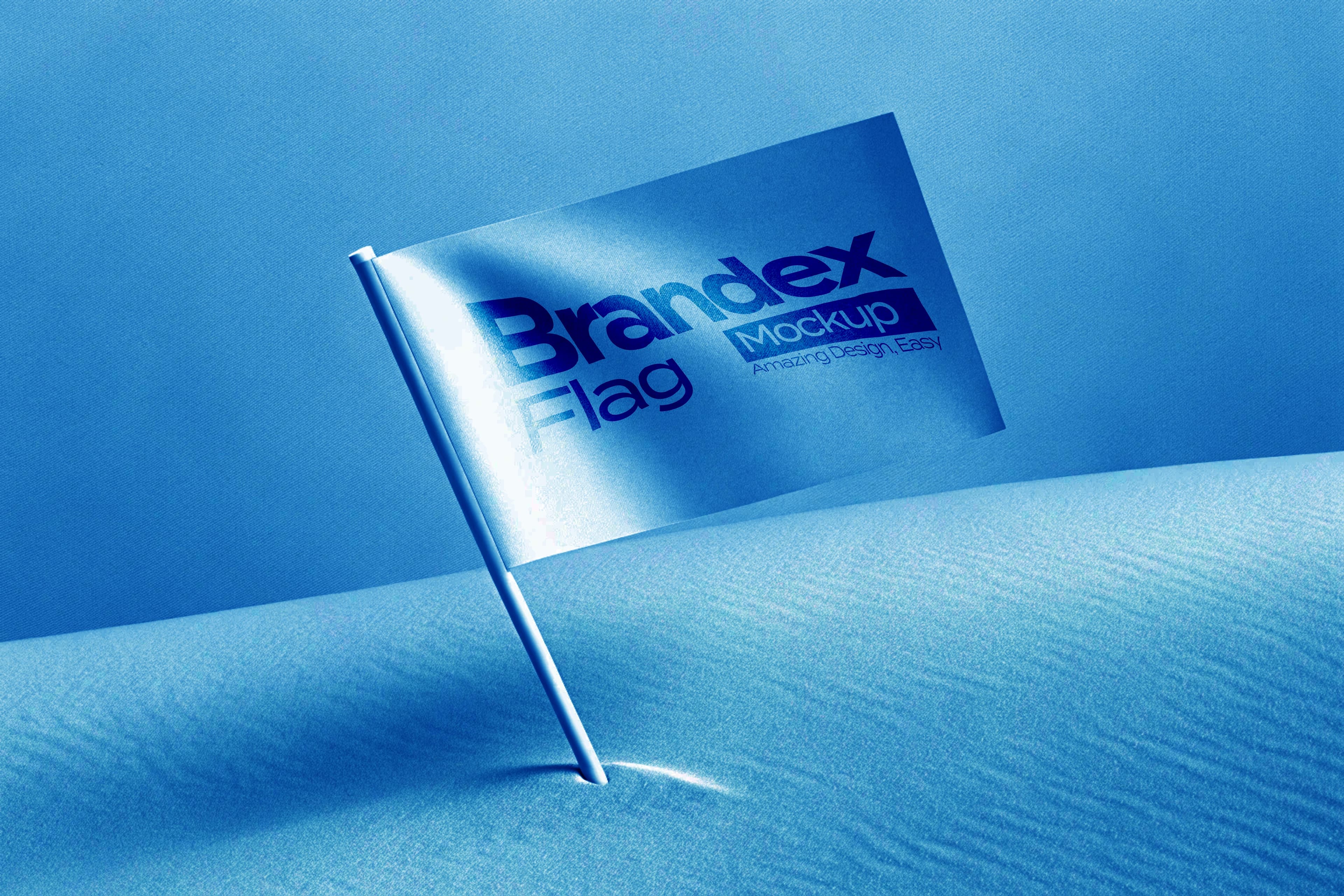 Blue flag on sand mockup