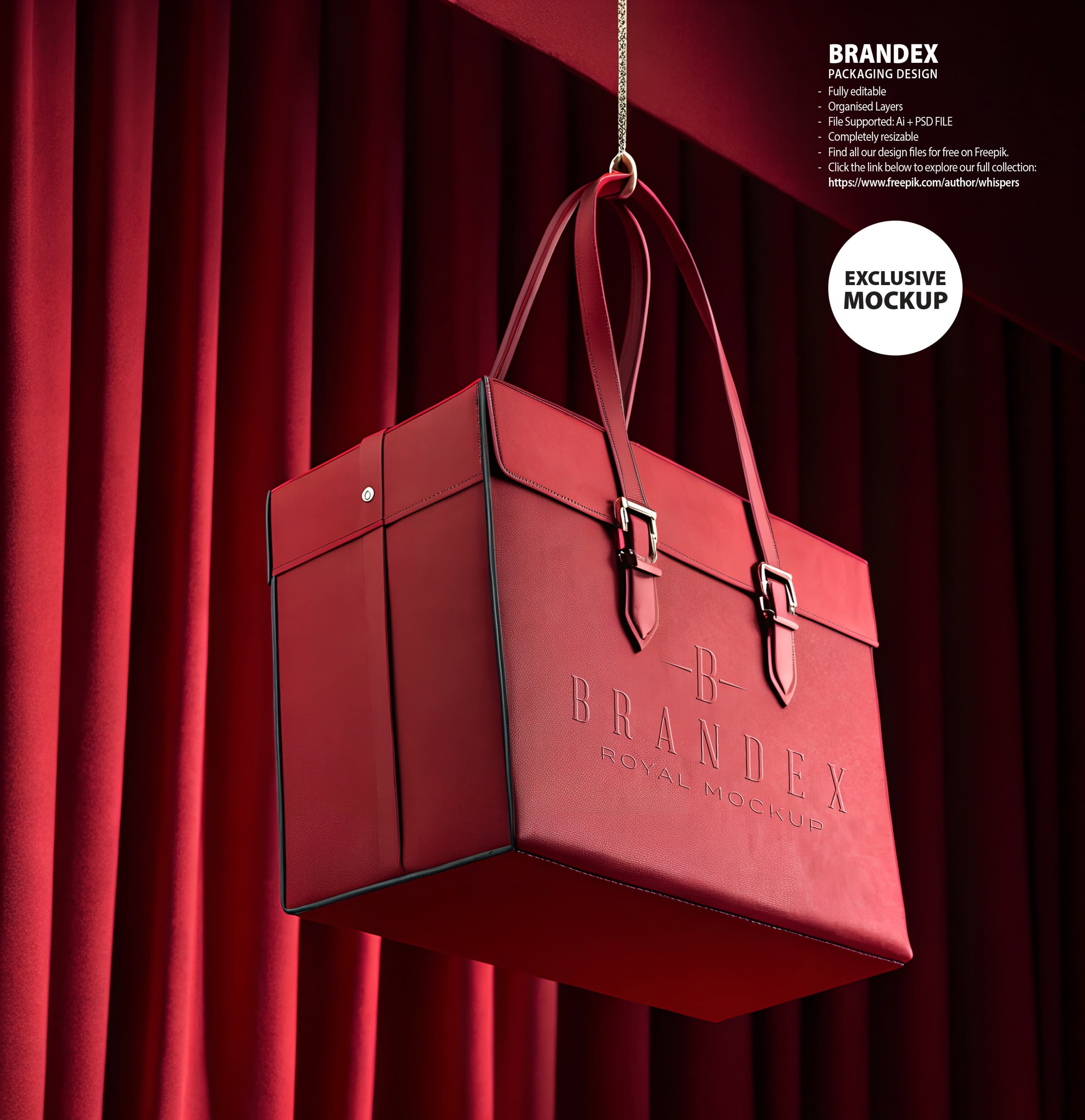 Luxurious red tote bag mockup