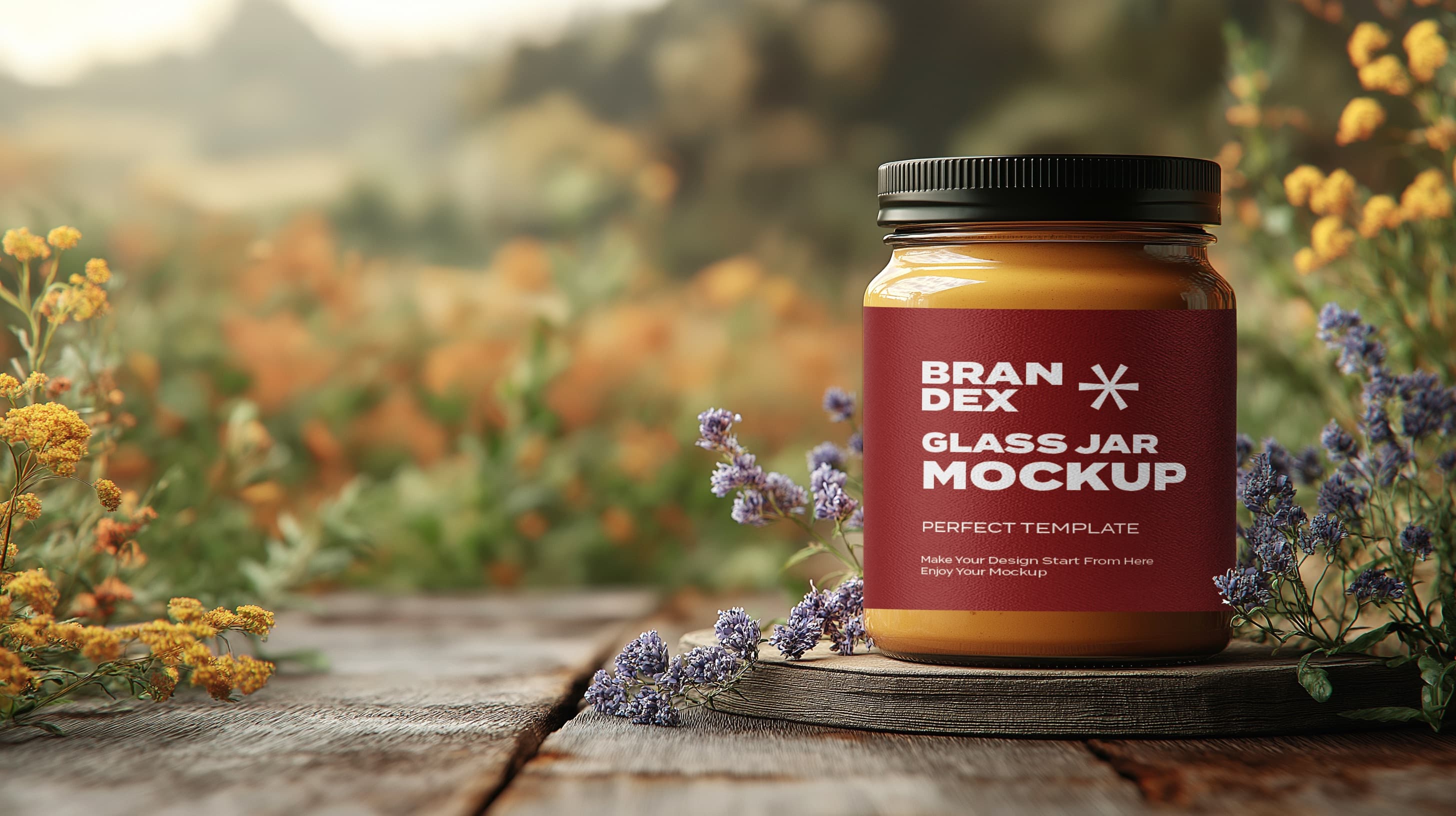 Rustic glass jar mockup