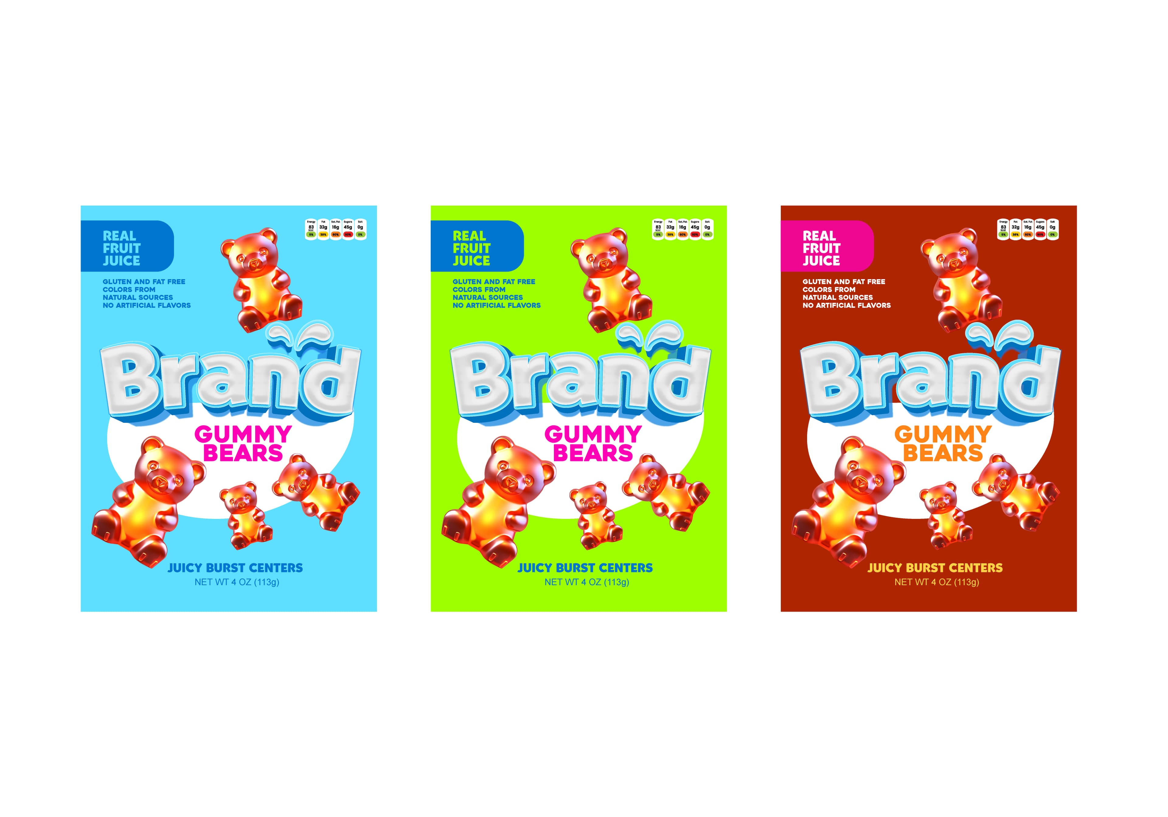Vibrant gummy bears packaging design