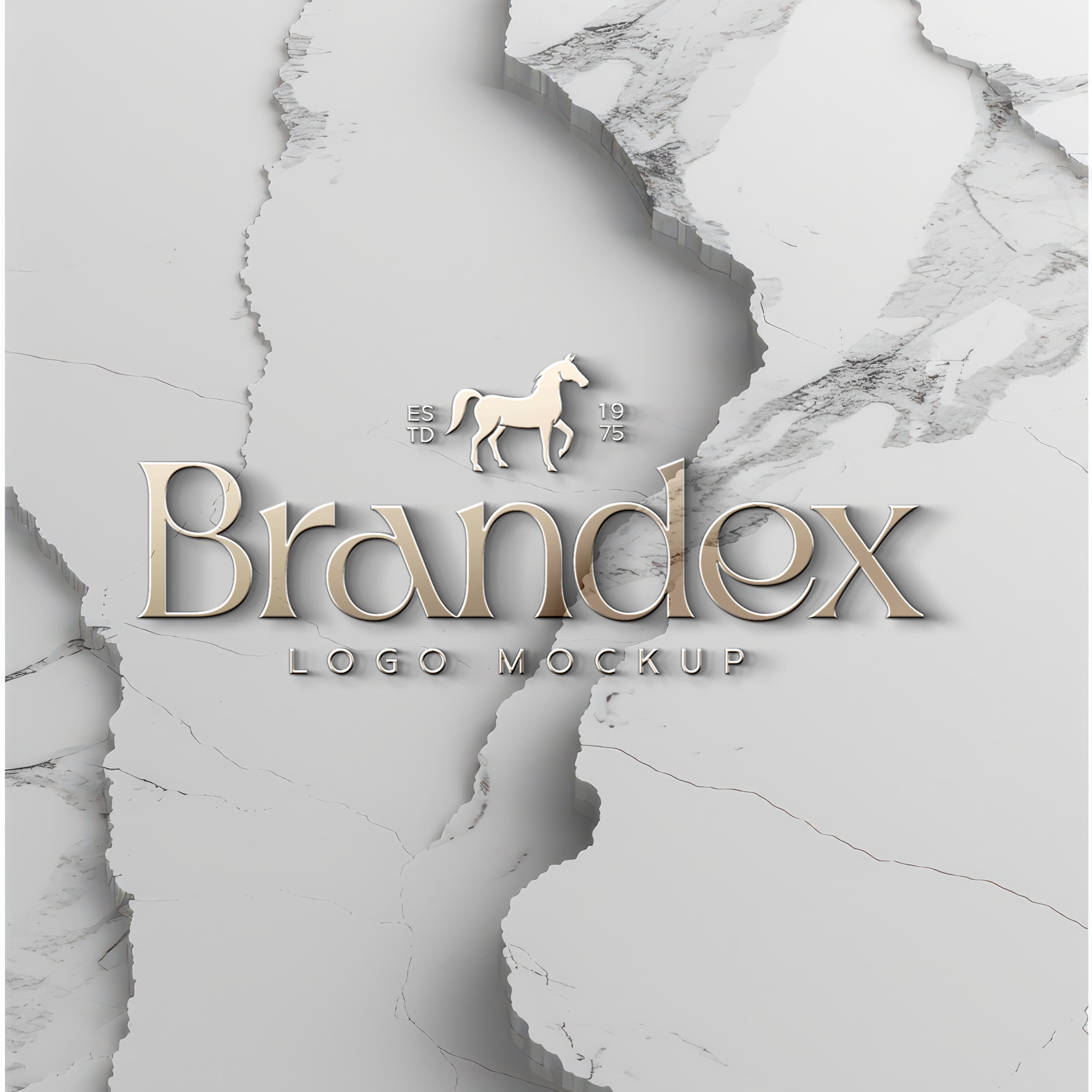 3d metallic logo on marble mockup