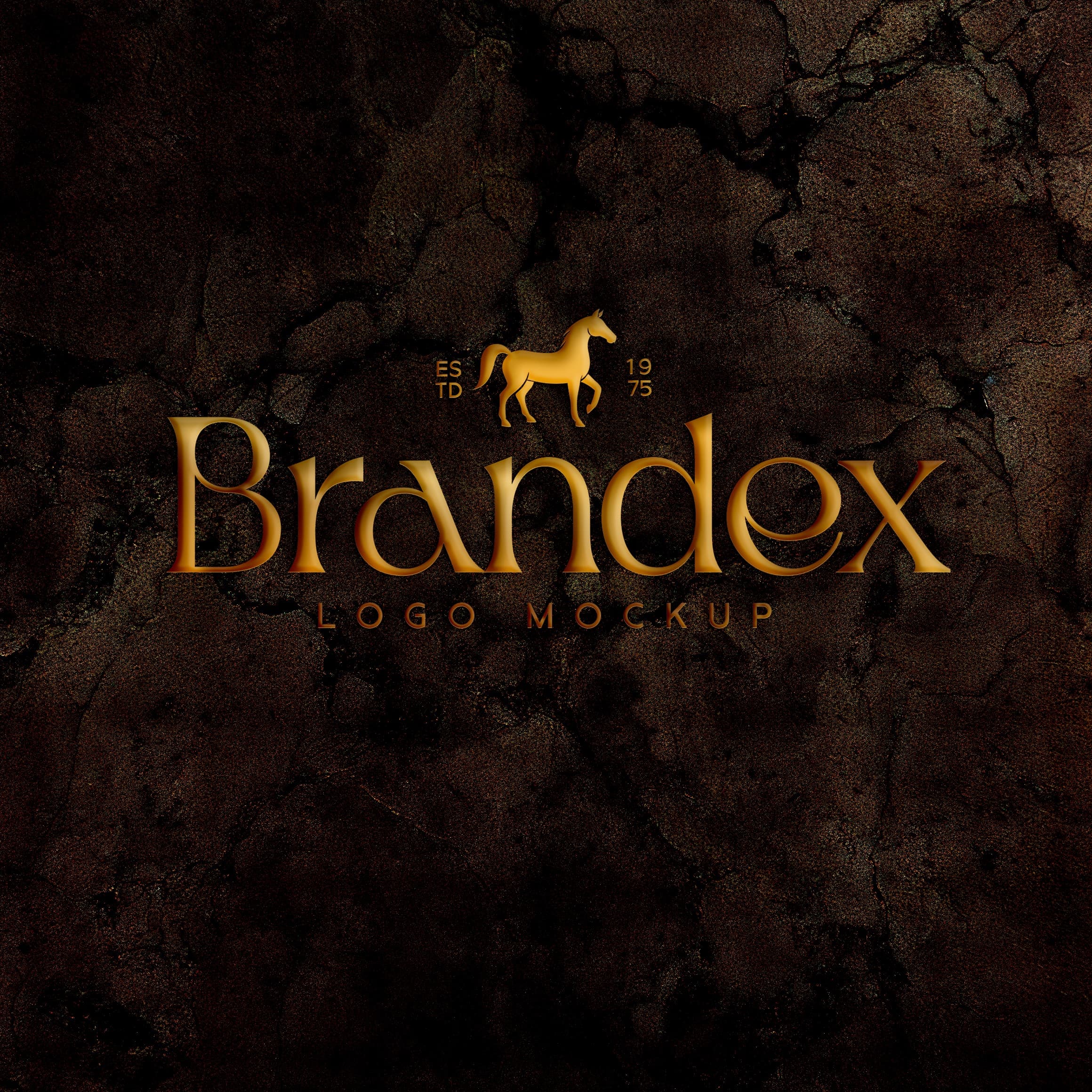 Golden logo on marble background mockup
