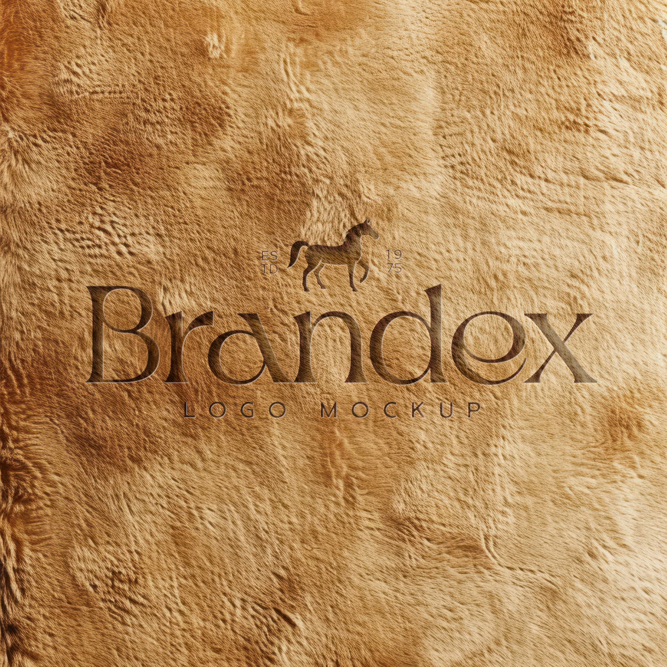 Natural fur texture logo mockup