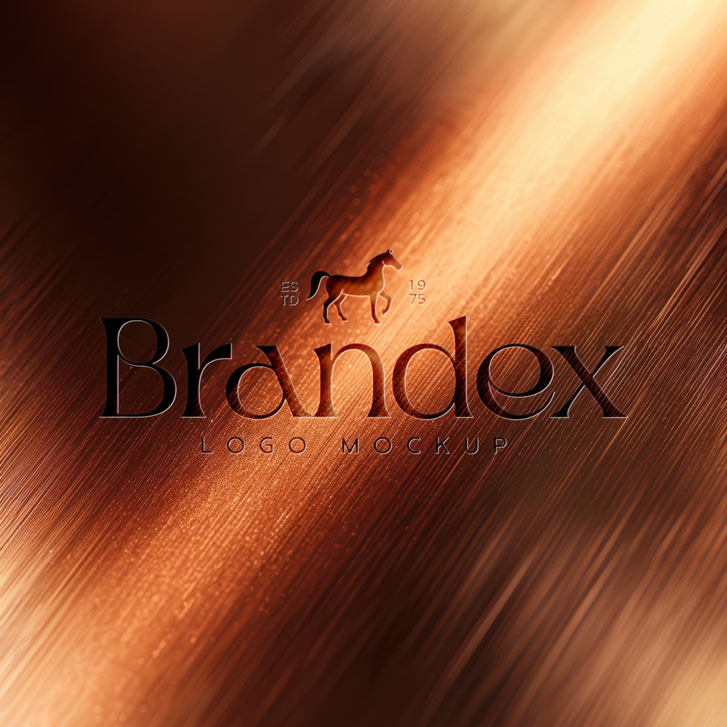 Metallic brushed copper logo mockup
