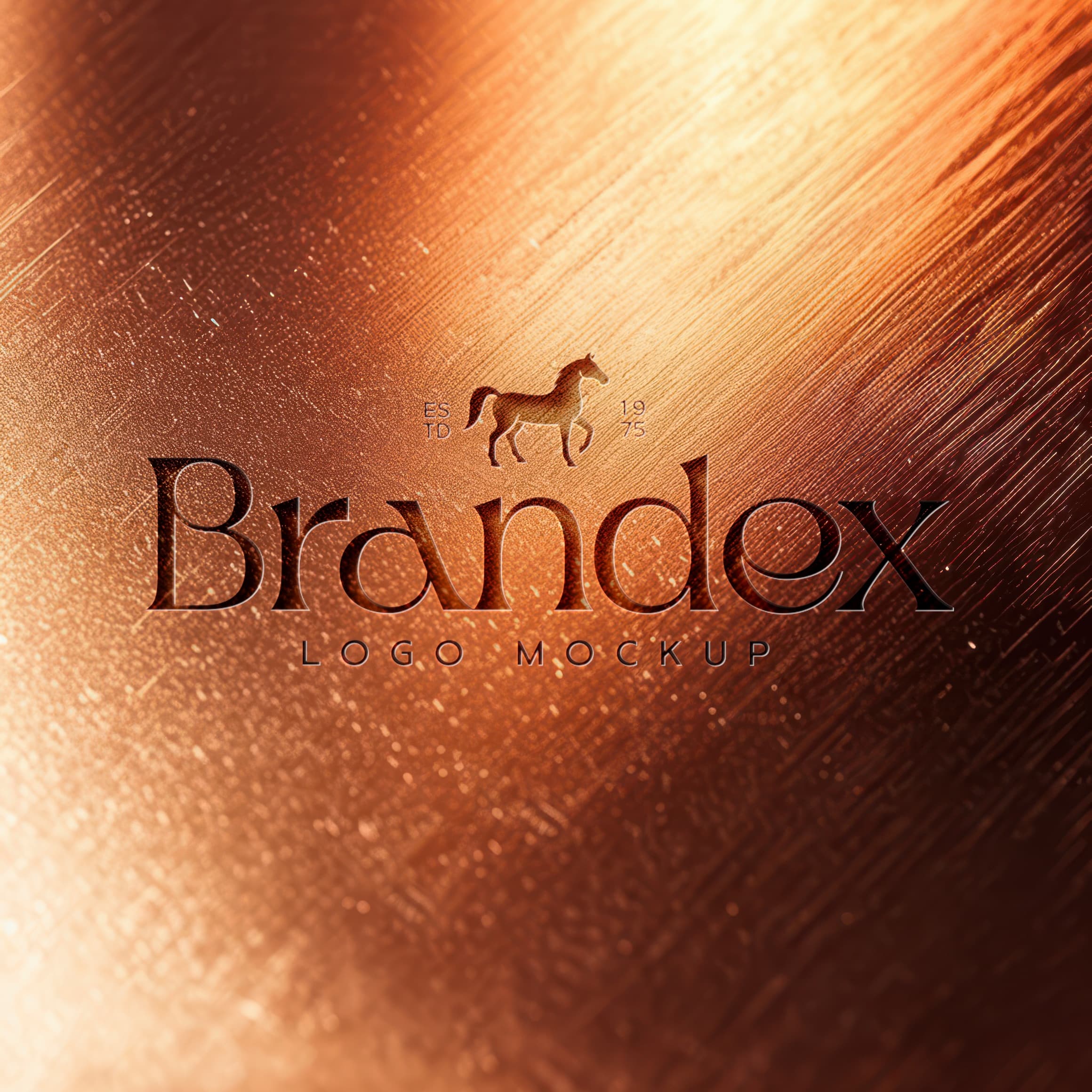 Brushed metal logo mockup