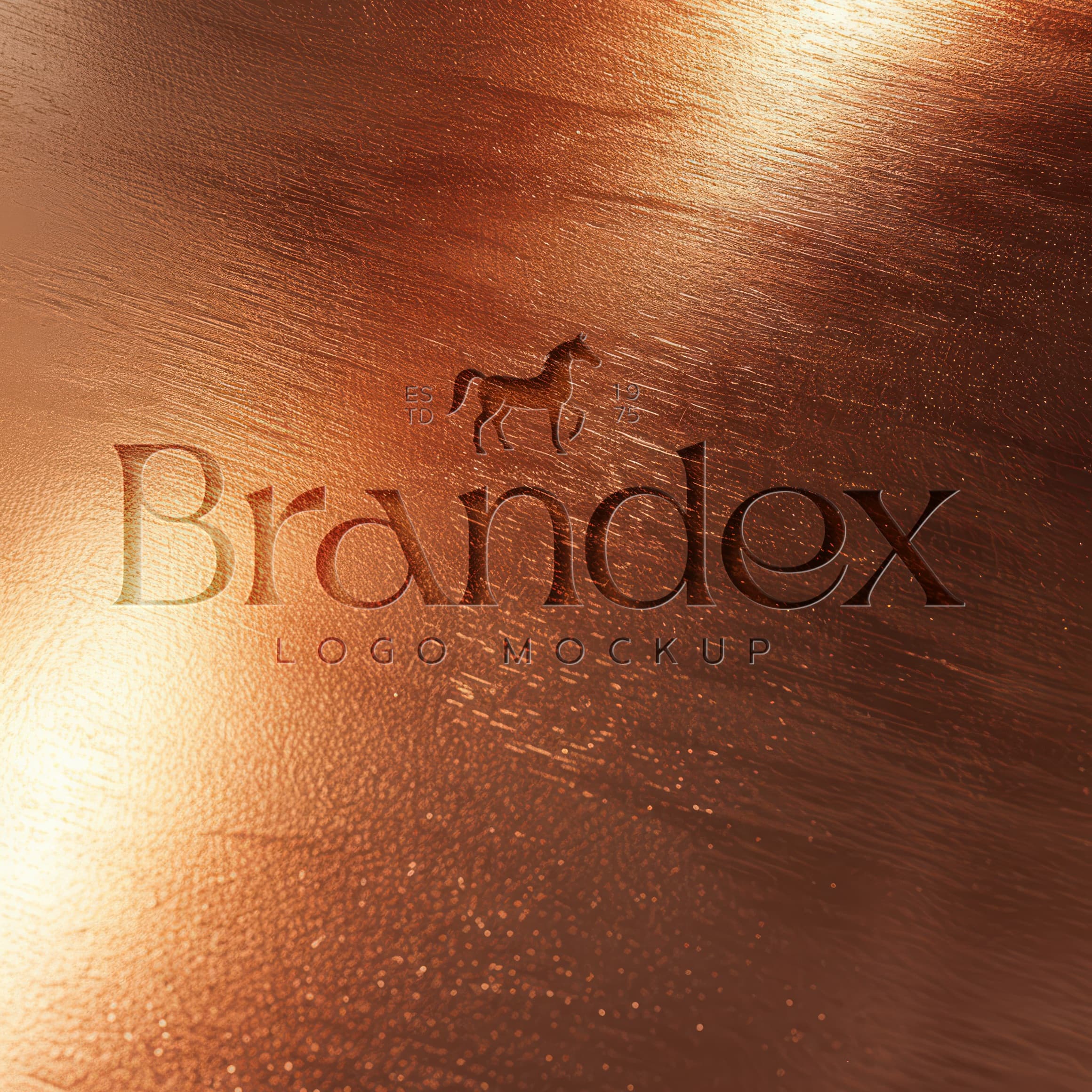 Brushed bronze logo mockup
