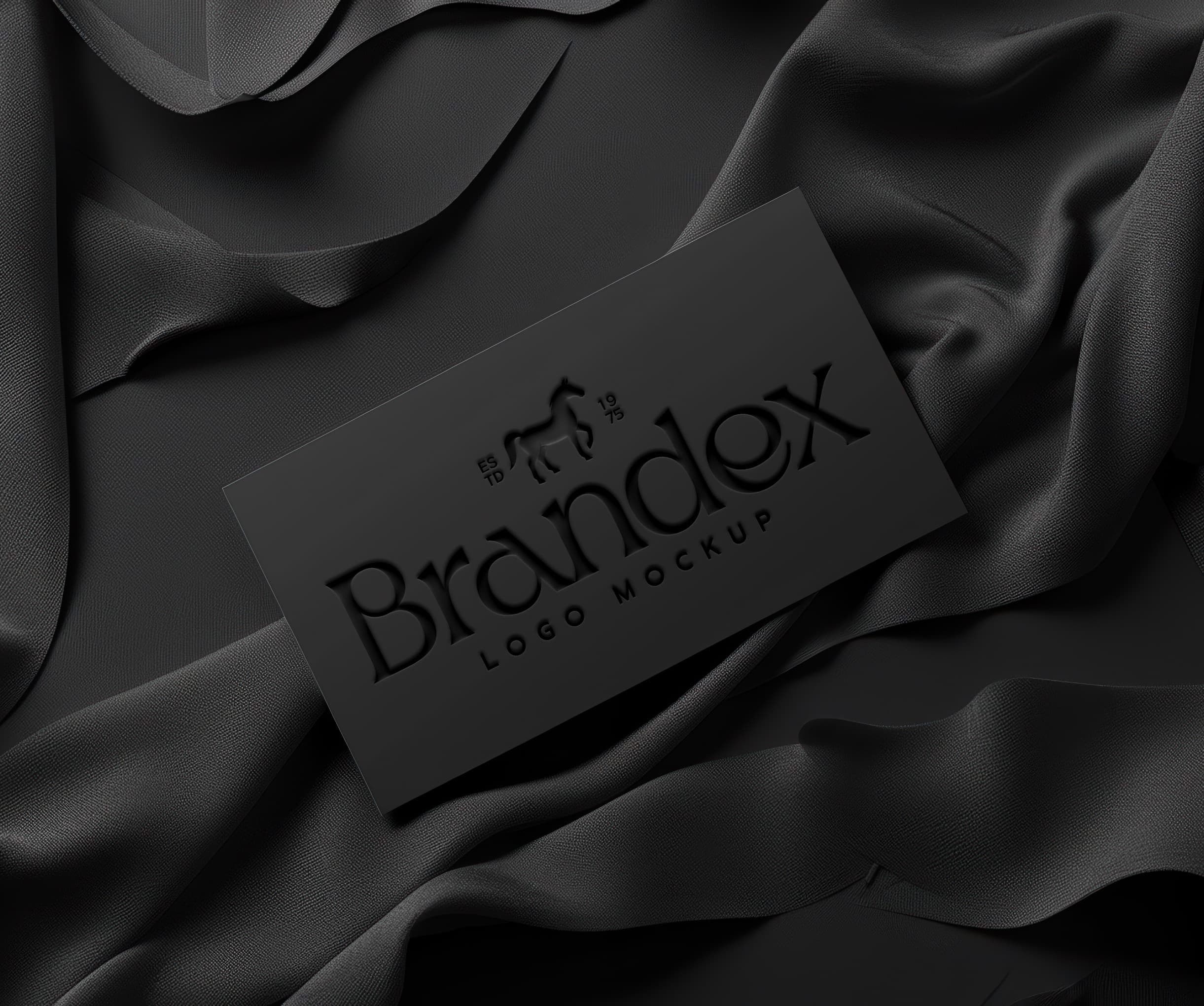 Embossed business card on silk mockup