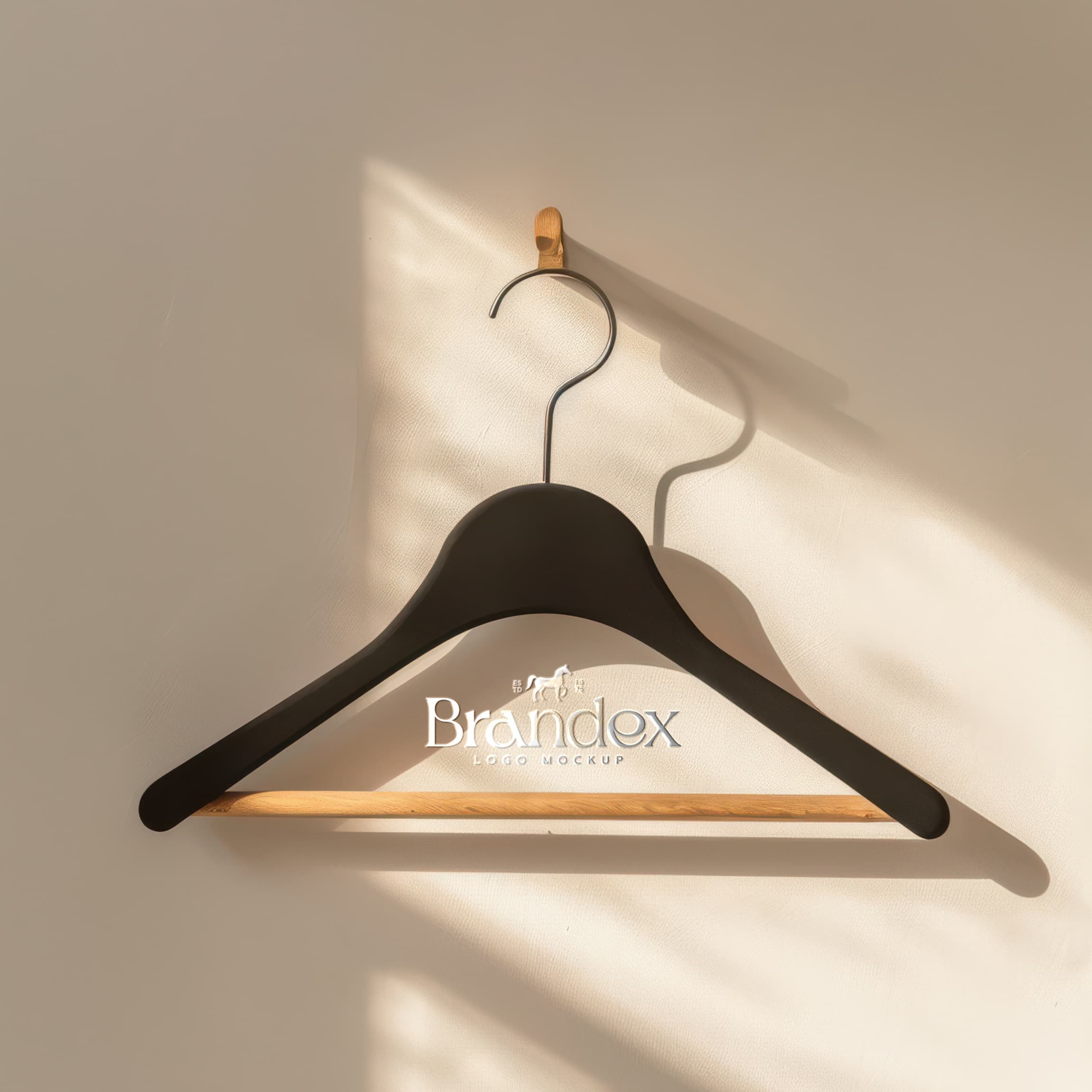 Elegant wooden hanger mockup