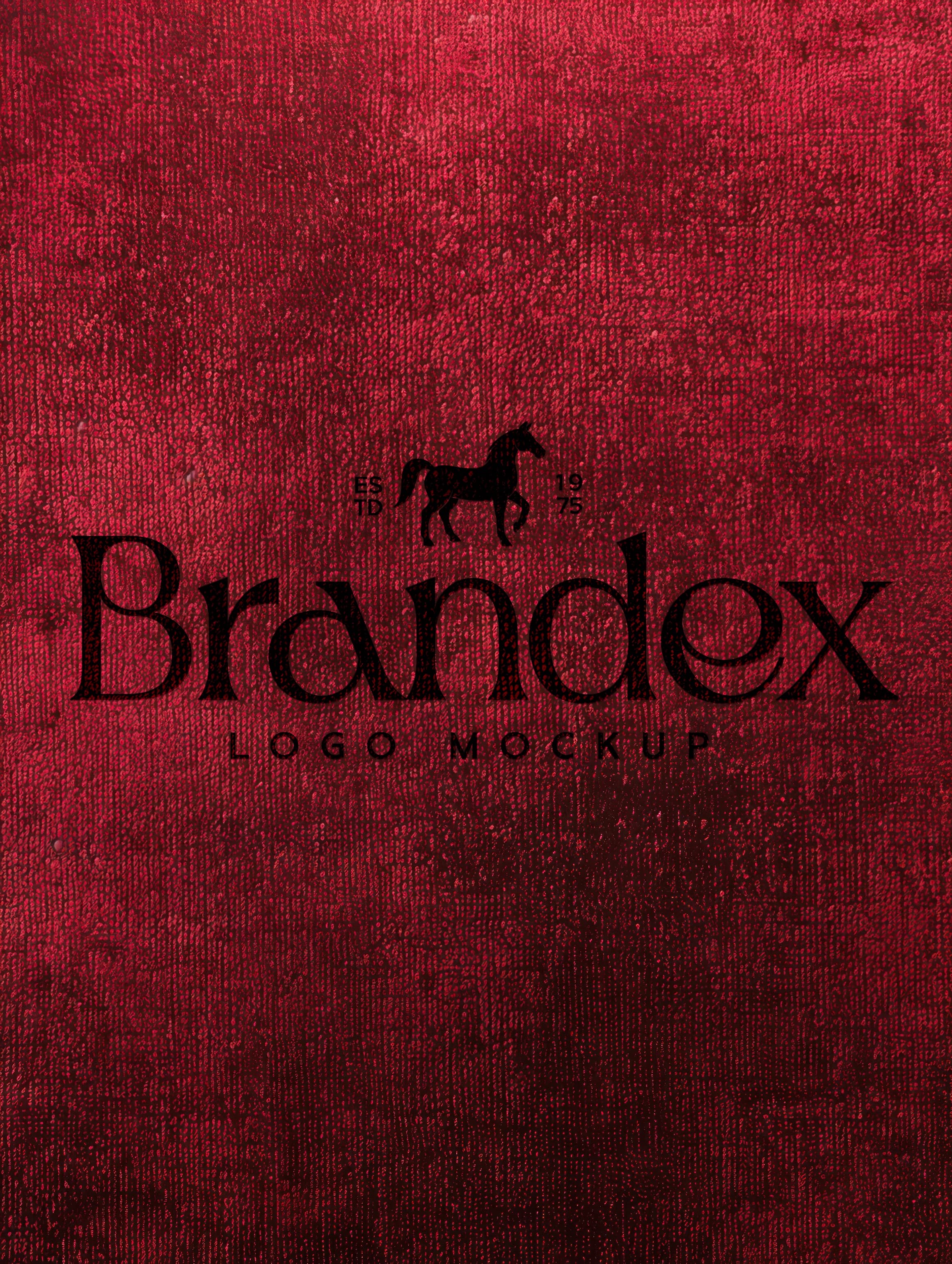 Textured red fabric logo mockup