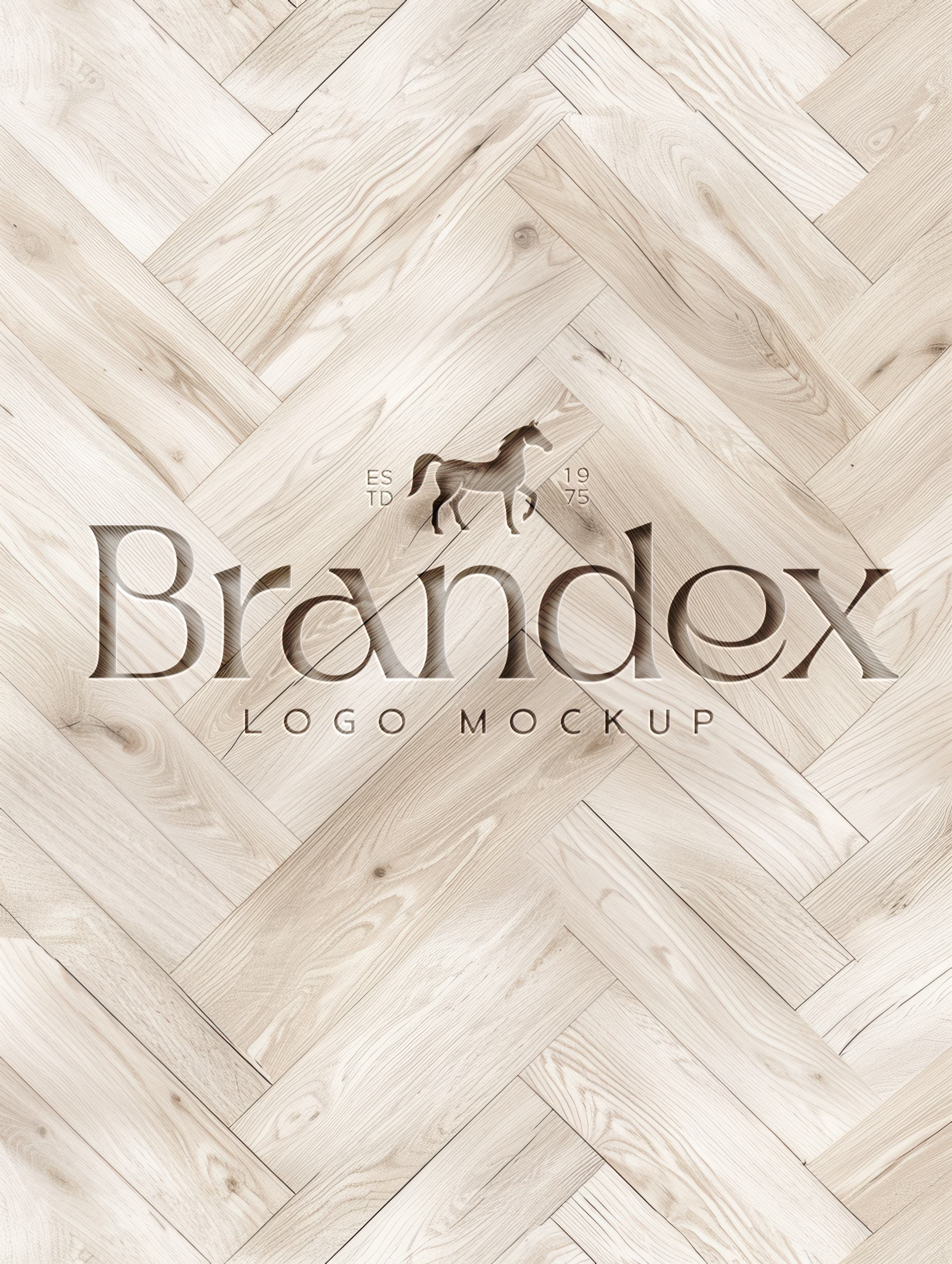 Wooden herringbone logo mockup