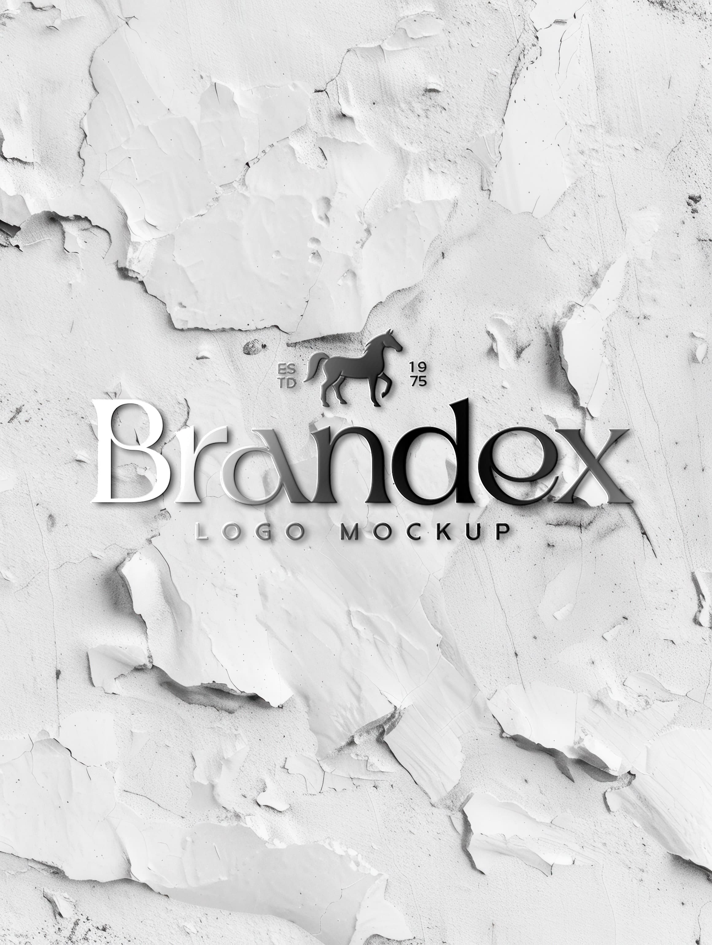 3d embossed logo mockup on cracked wall