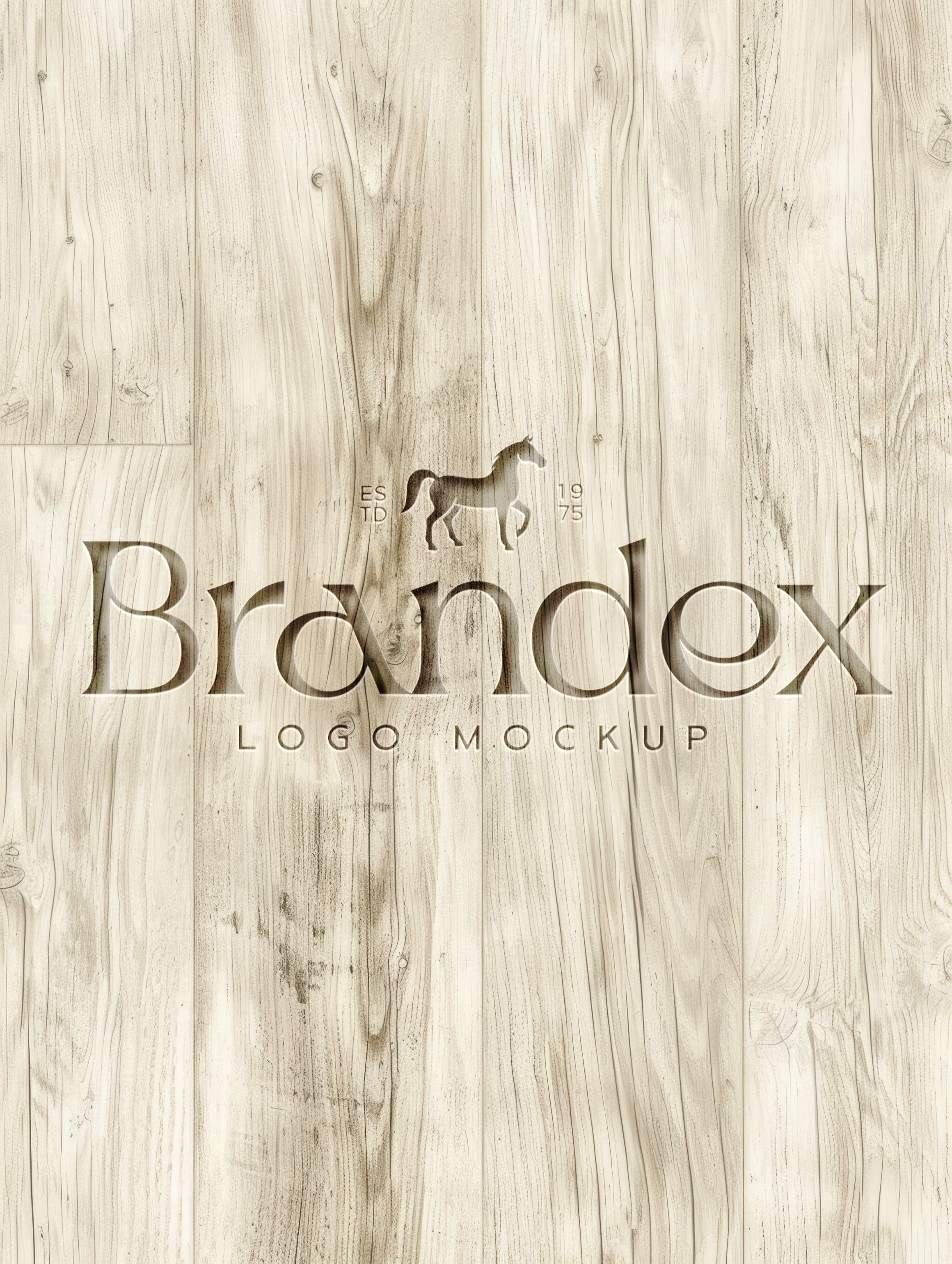 Wooden engraved logo mockup