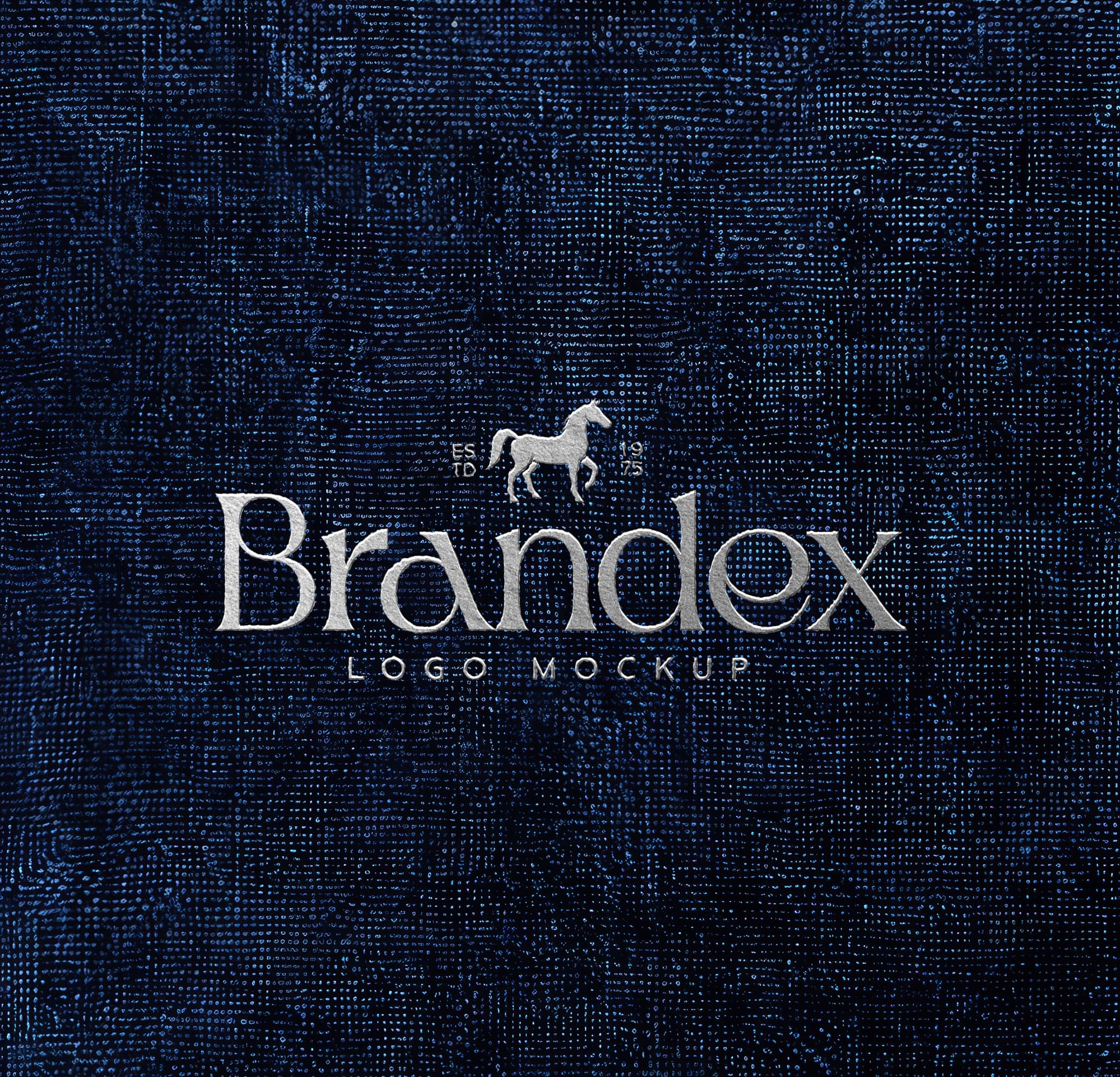 Textured blue fabric logo mockup