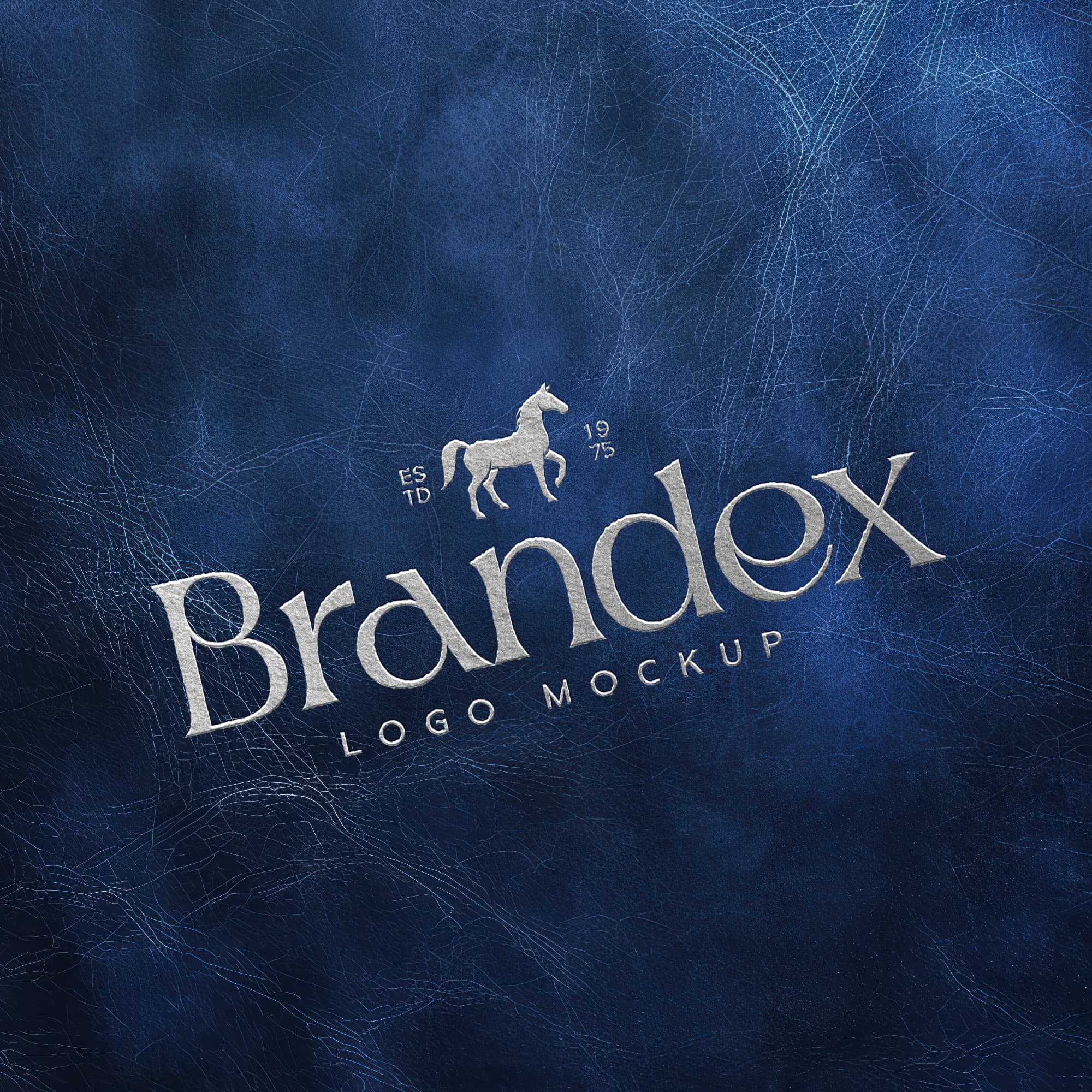 Leather texture silver logo mockup