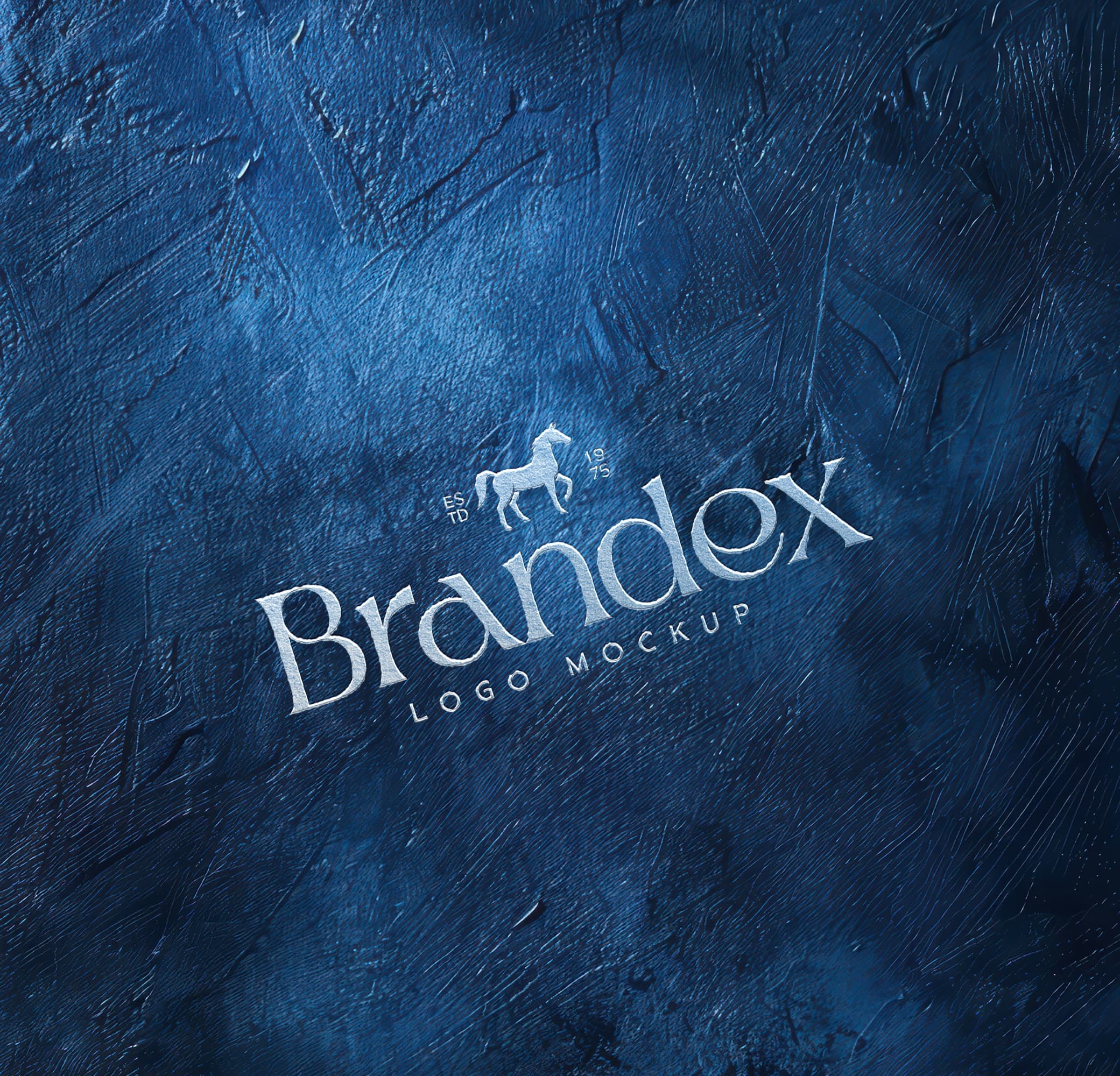 Blue textured logo mockup