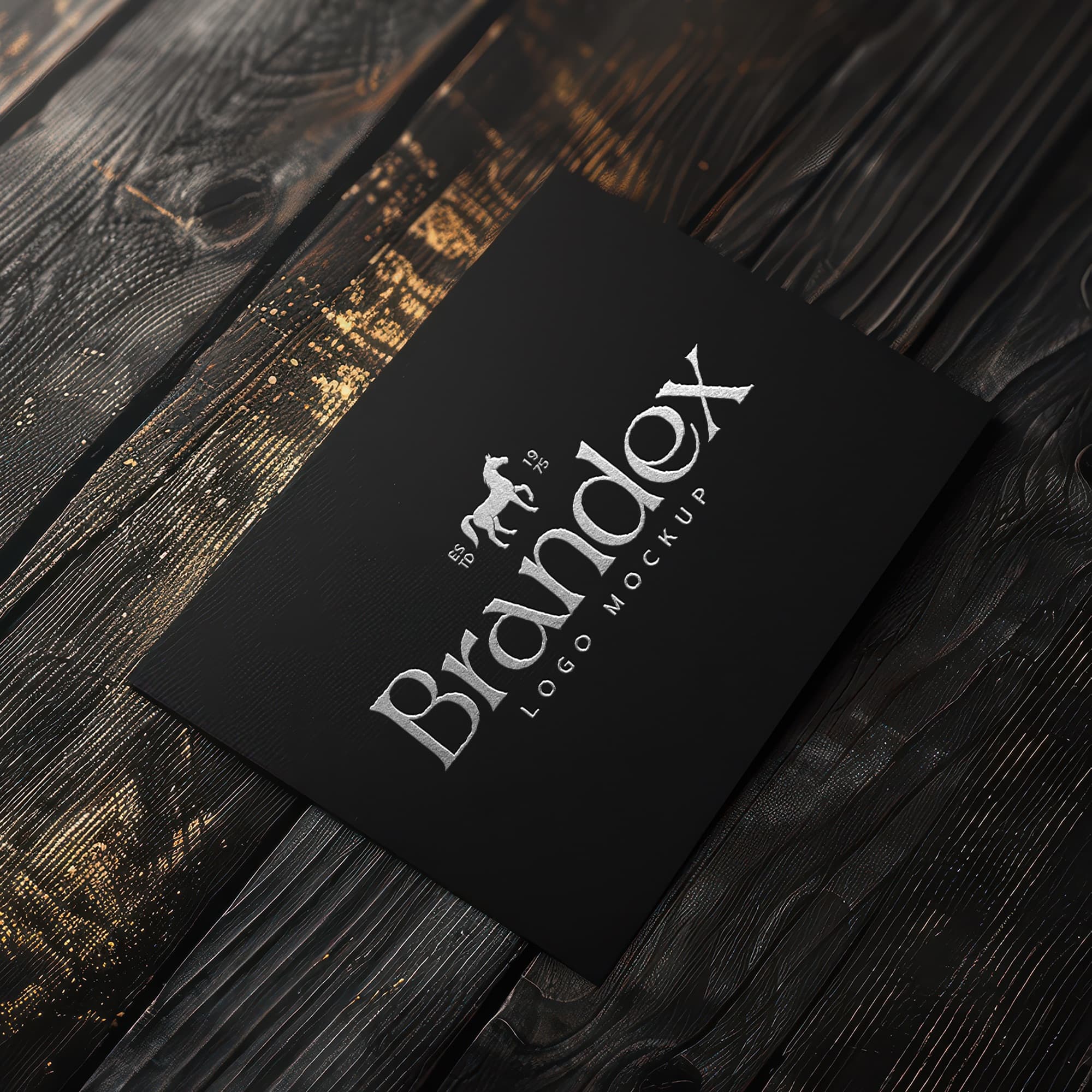 Dark wood business card mockup