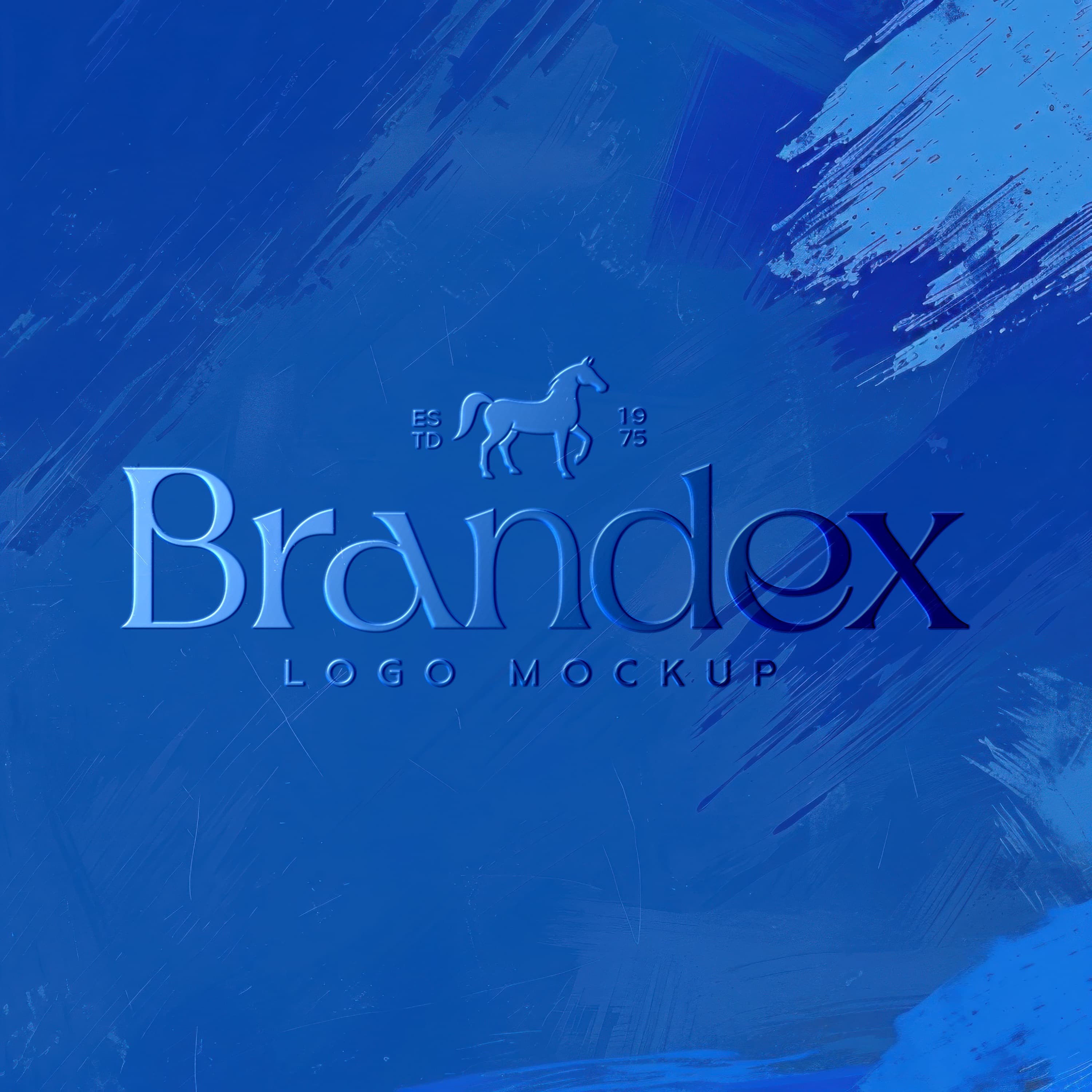 Blue textured logo mockup